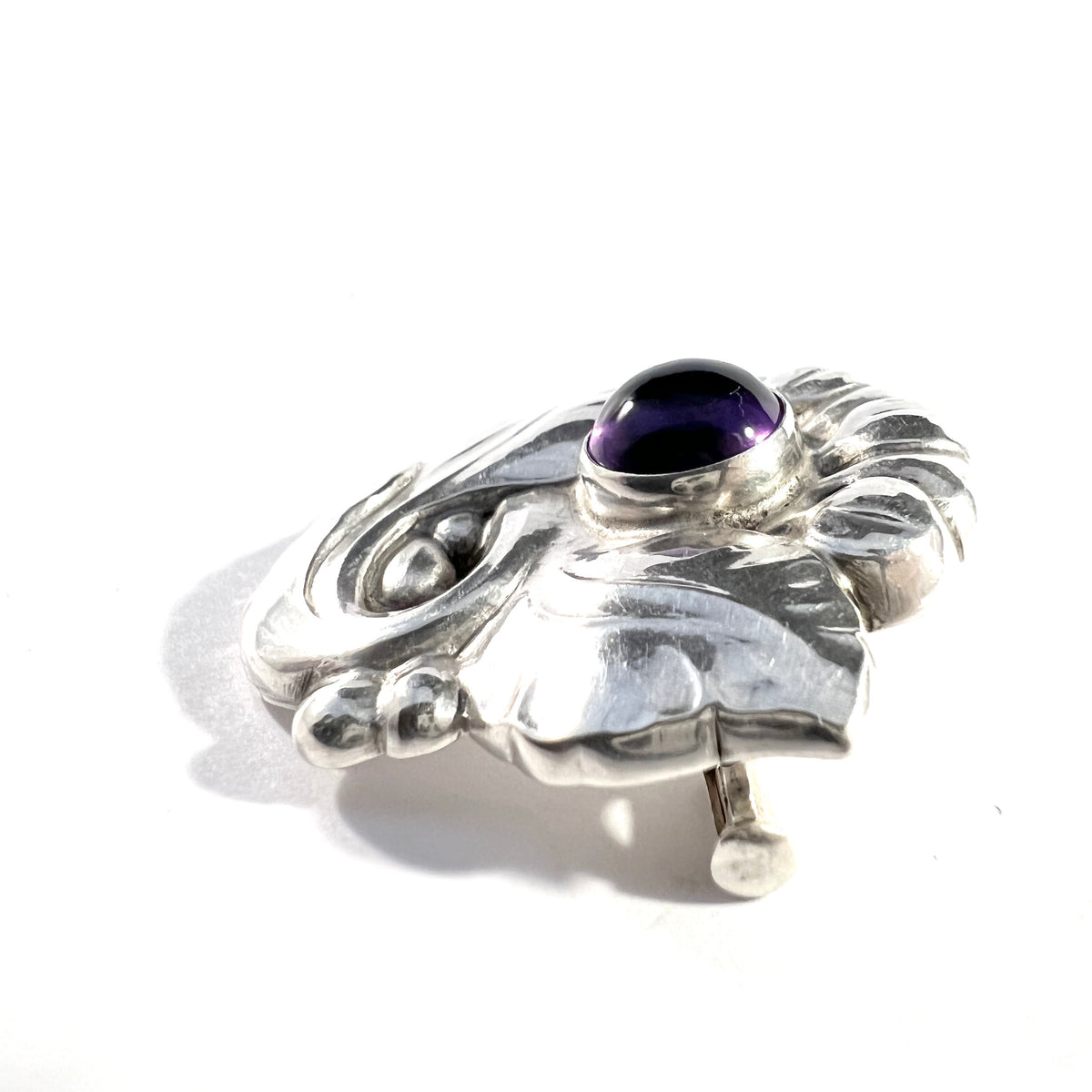 Georg Jensen, Denmark 1933-44 Design 71 Sterling Silver Amethyst Brooch.