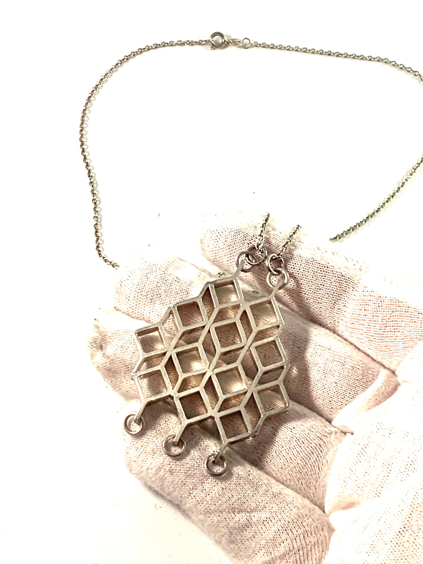Jorma Laine for Kultateollisus, Finland 1970 Silver Modernist Pendant Necklace.
