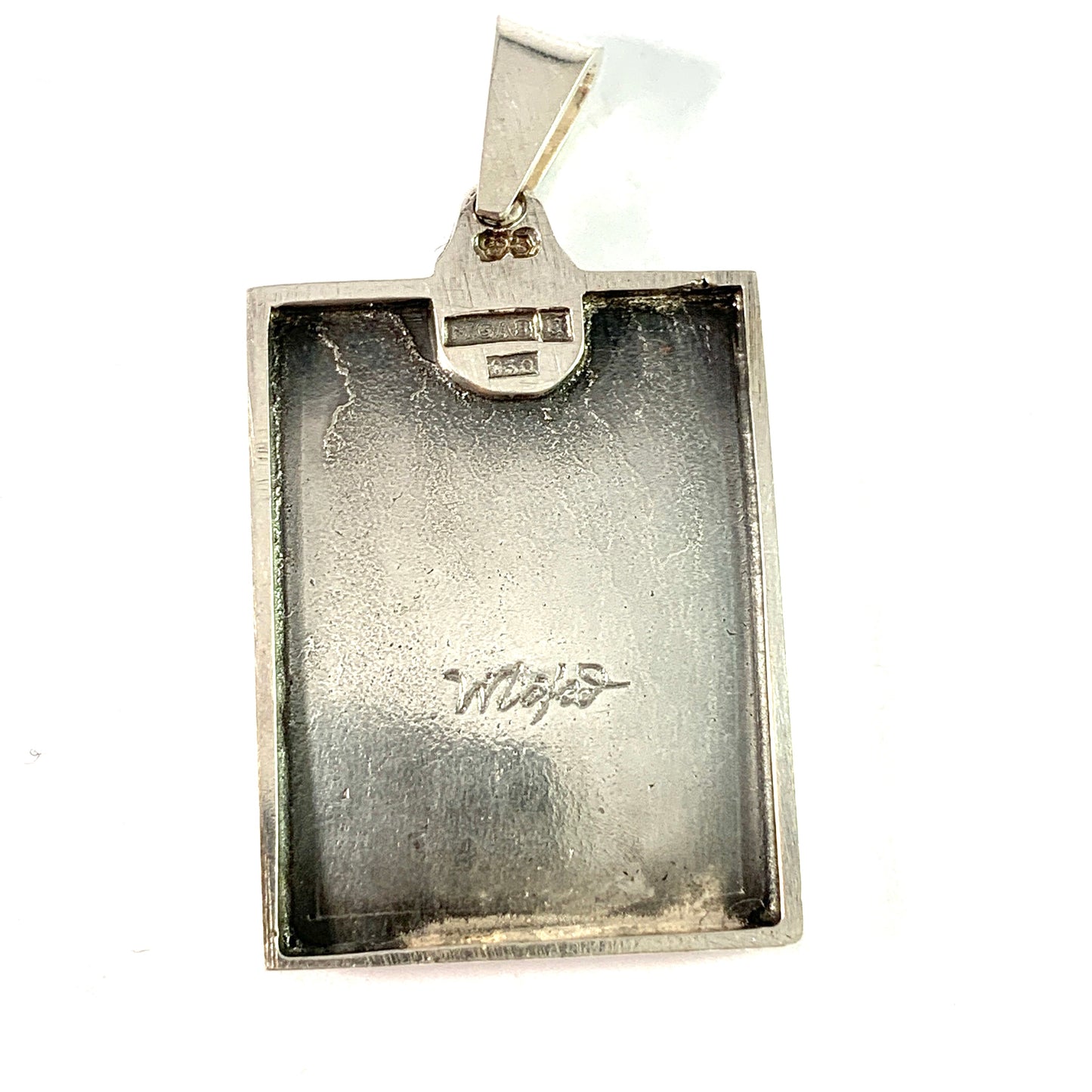 W Löfed (?) for Markström Sweden c 1970s Solid Silver Pendant.