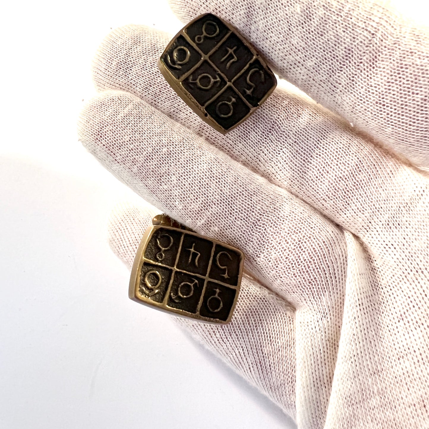 Robbert, Sweden 1970s. Large Bronze Cufflinks