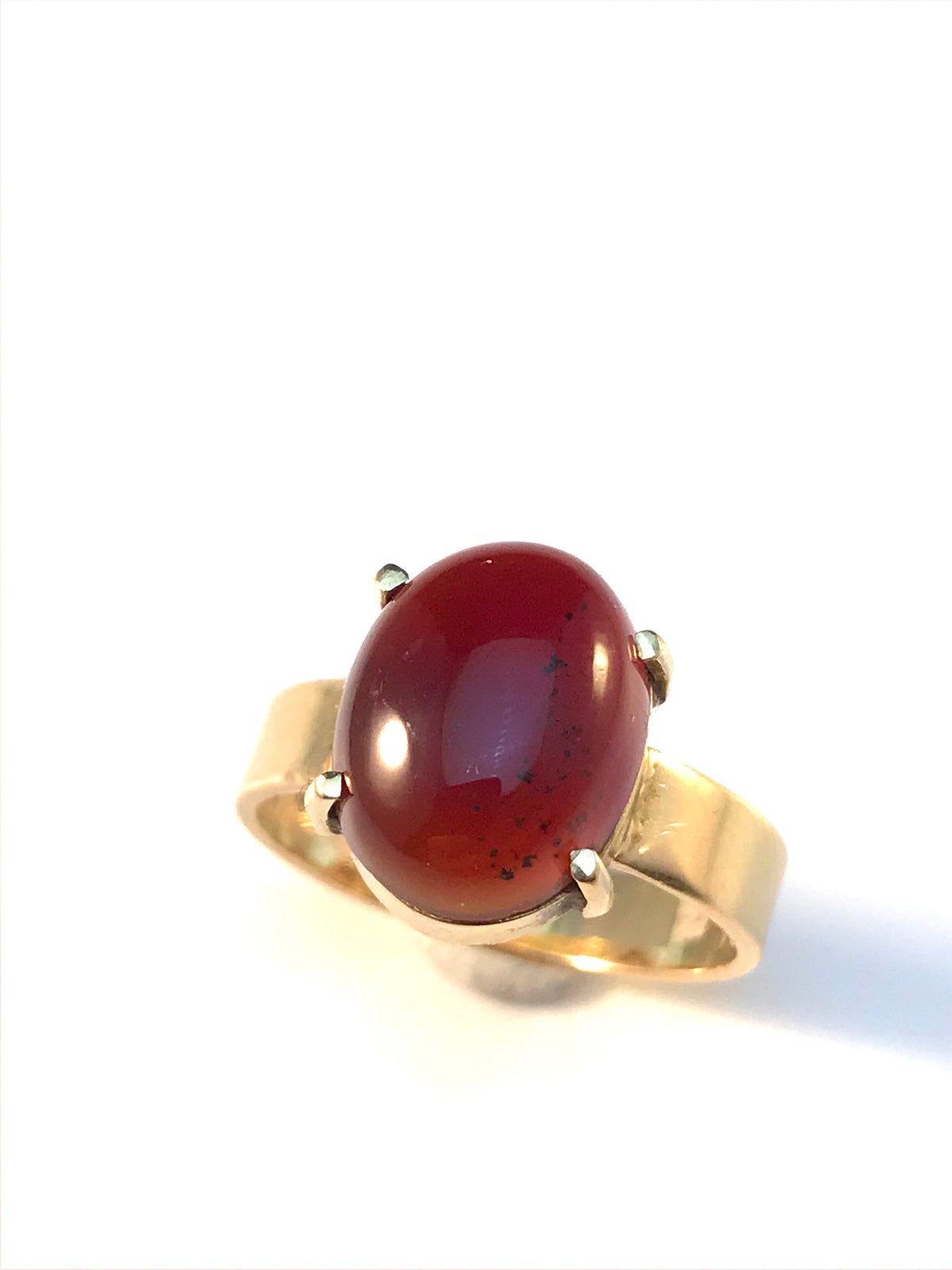 Vintage 1960s 18k Gold Red Hardstone Ring.