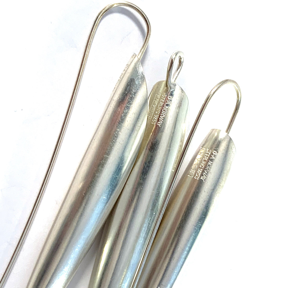 David-Andersen, designer Ingjerd Hanevold, Norway Huge Set of Sterling Silver Earrings and Pendant.