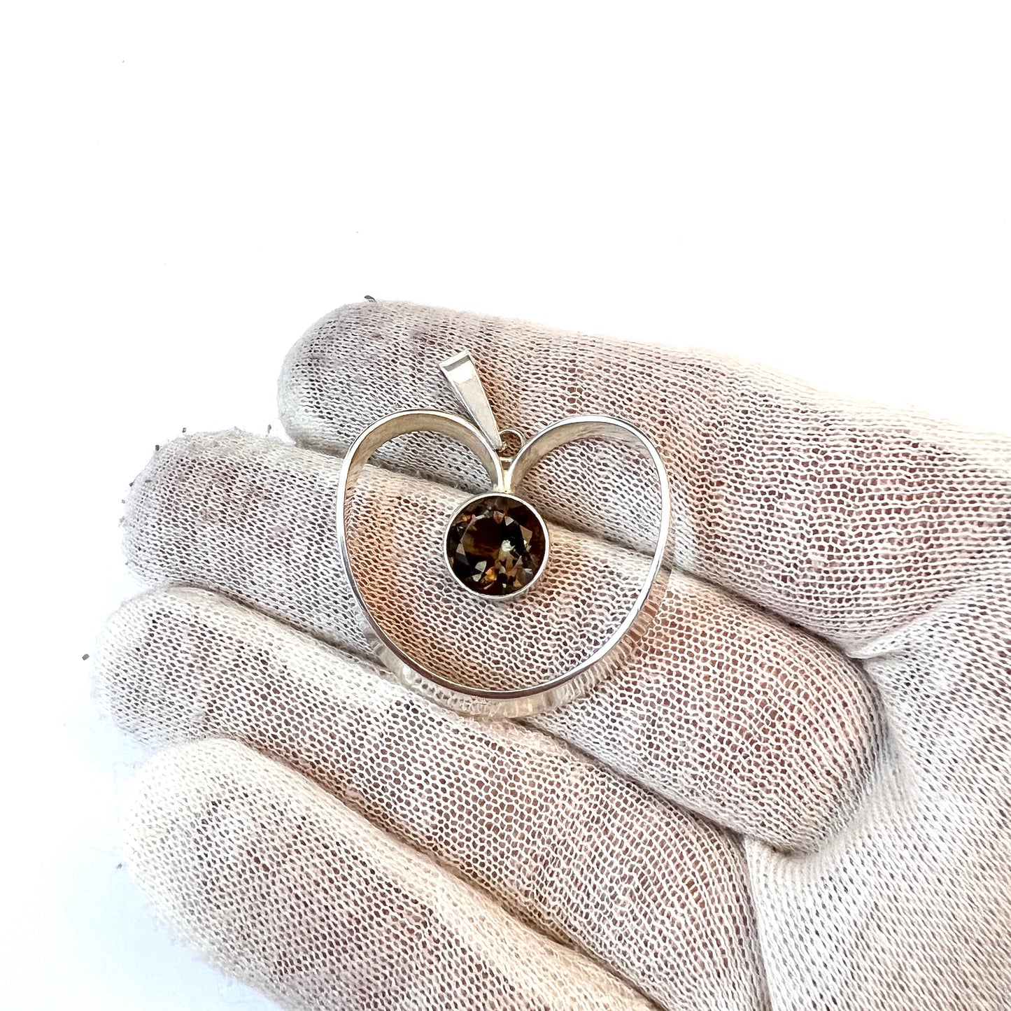 Erik Granit, Finland 1960s. Sterling Silver Smoky Quartz Heart Pendant.