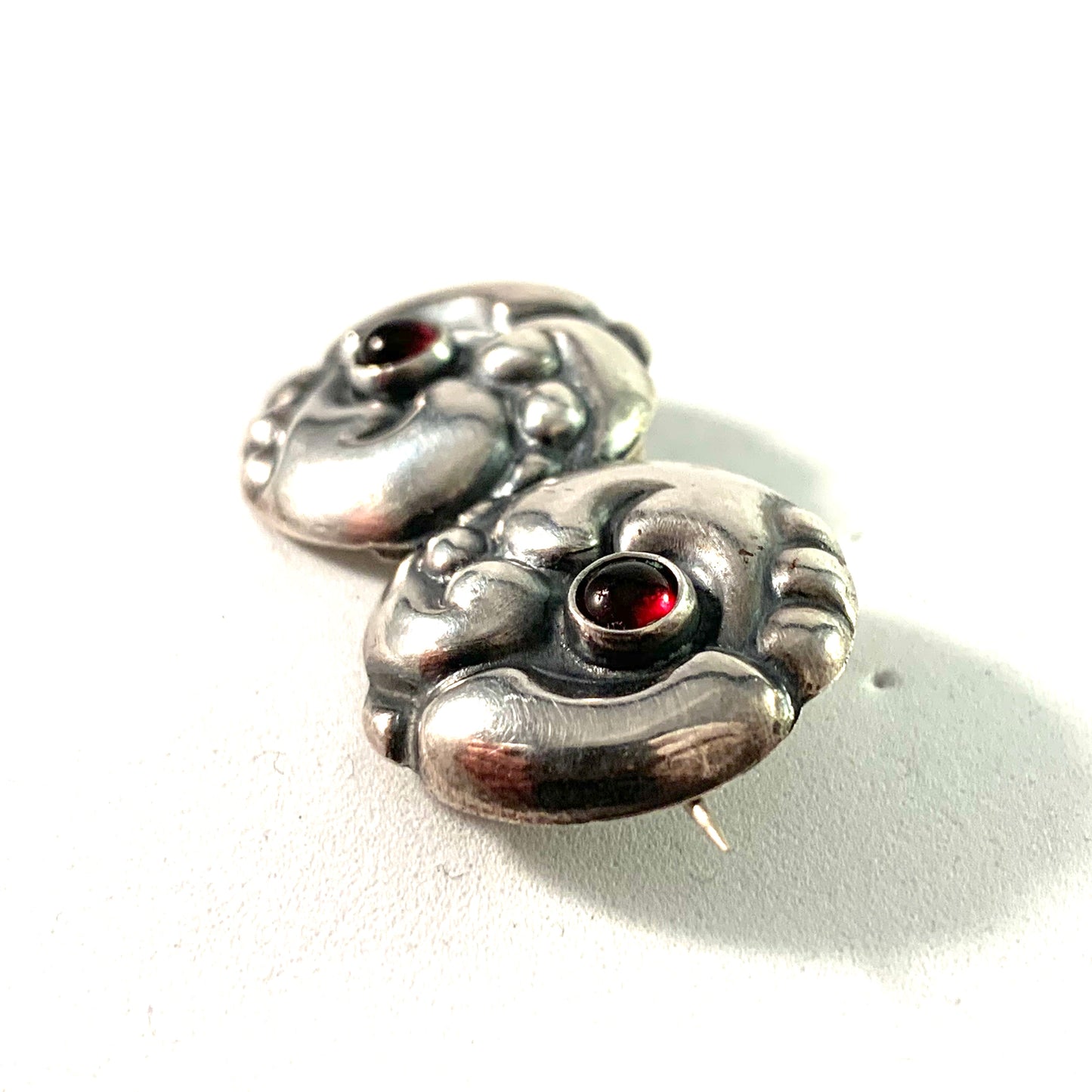 Denmark 1910s Arts and Crafts Skonvirke 830 Silver Paste Stone Brooch.