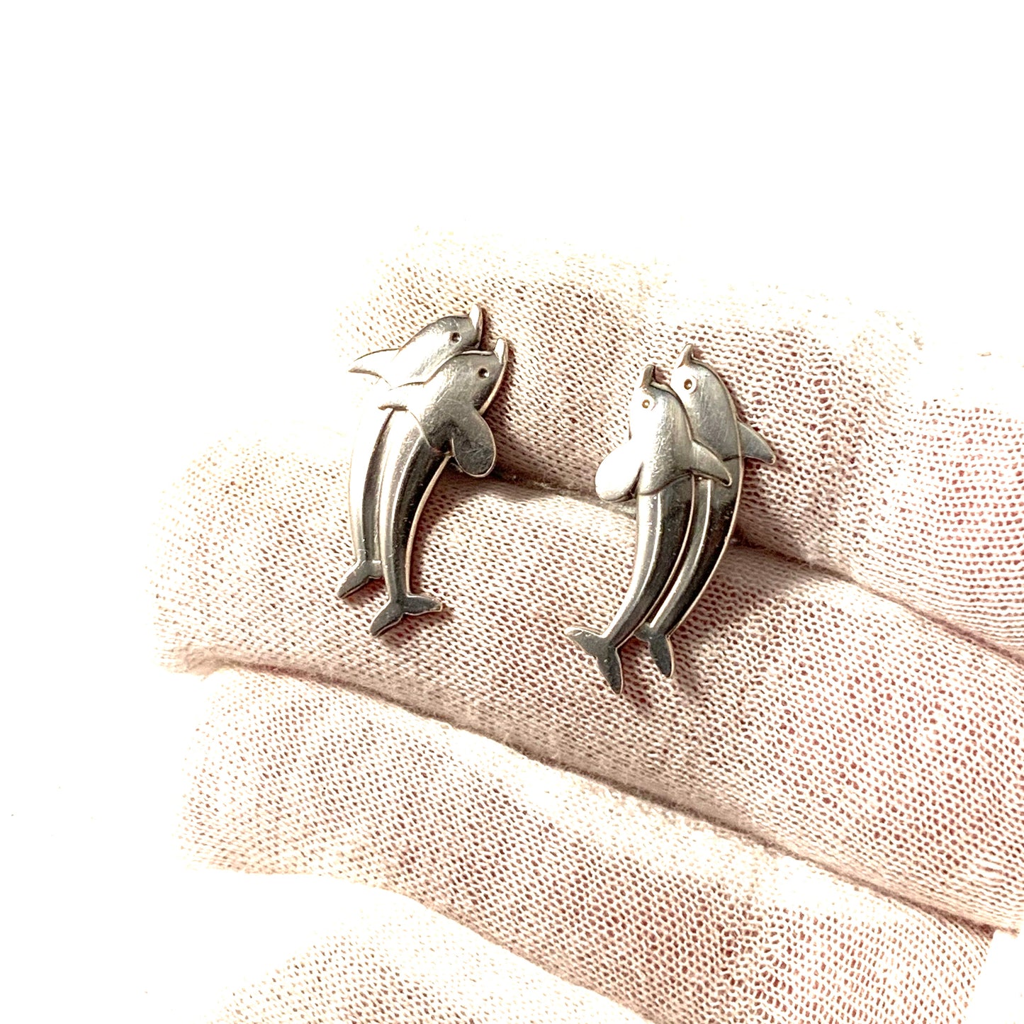 Georg Jensen Sterling Silver Dolphin Cufflinks. Design no 129 by Arno Malinowski