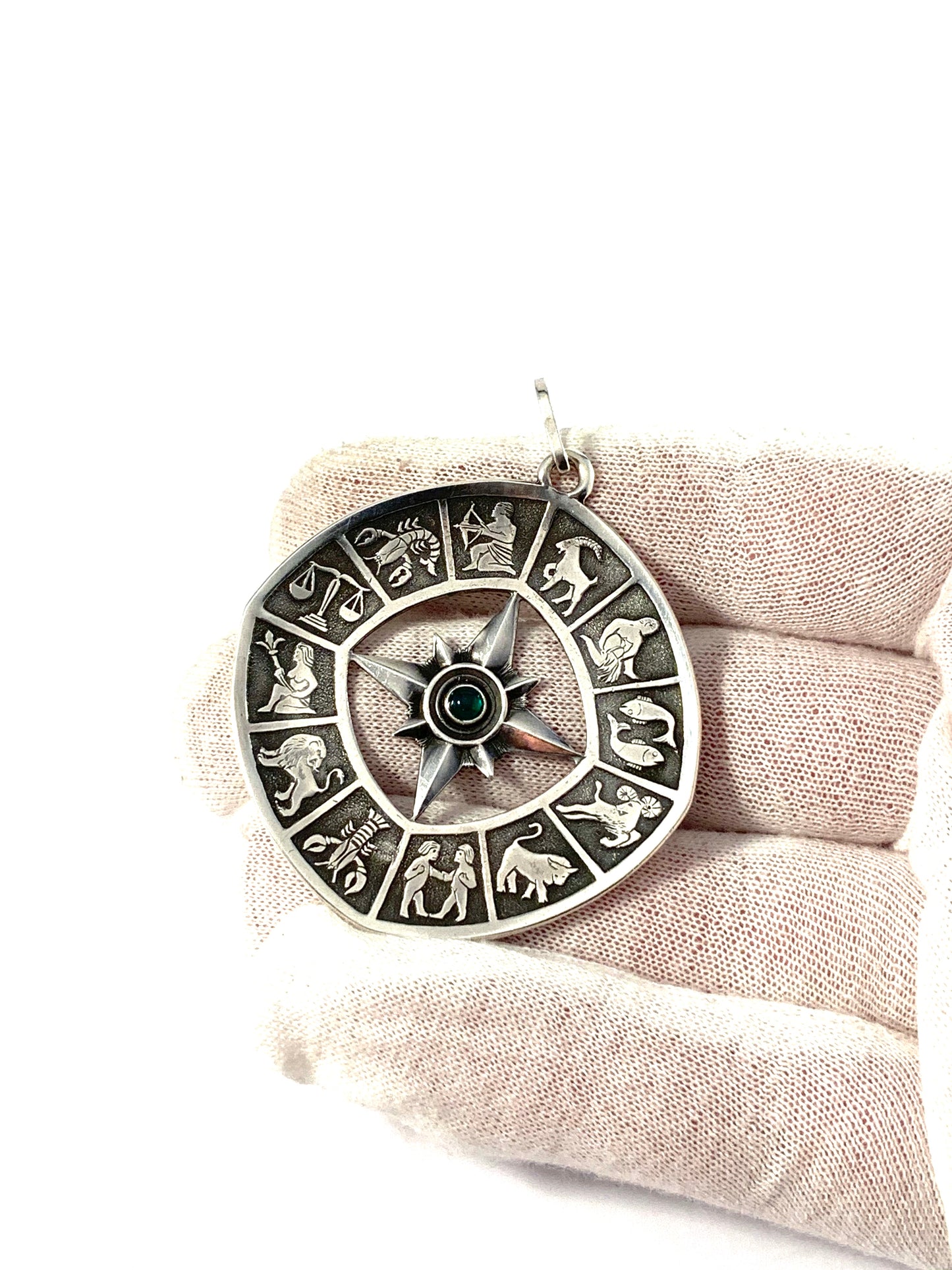 Alton, Sweden 1962 Vintage Sterling Silver Large Zodiac Pendant.