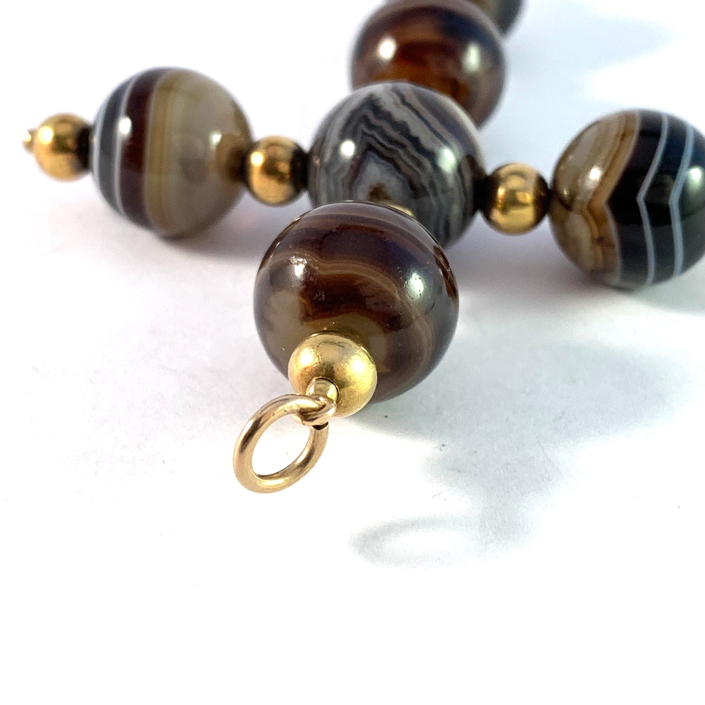 Antique Victorian Large 18k Gold Banded Agate Cross Pendant.