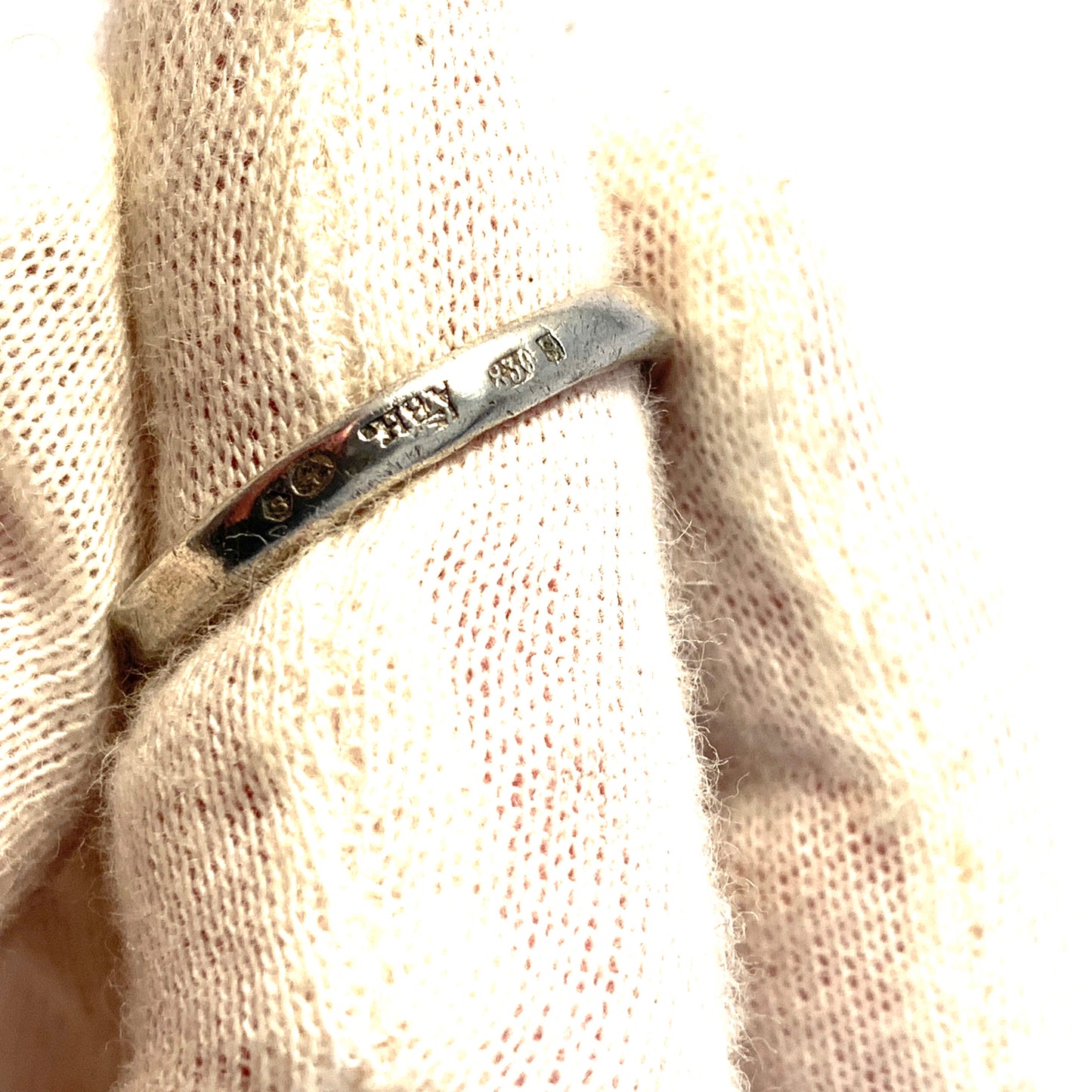 Bernhard Hertz, Copenhagen Antique 1910s. WW1 Era Solid 830 Silver Skull Men's Ring.