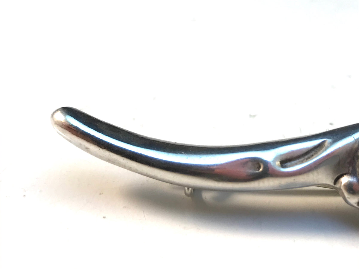 C Hannibal, Copenhagen early 1900s Art Nouveau Skonvirke 830 Silver Moonstone Pin Brooch