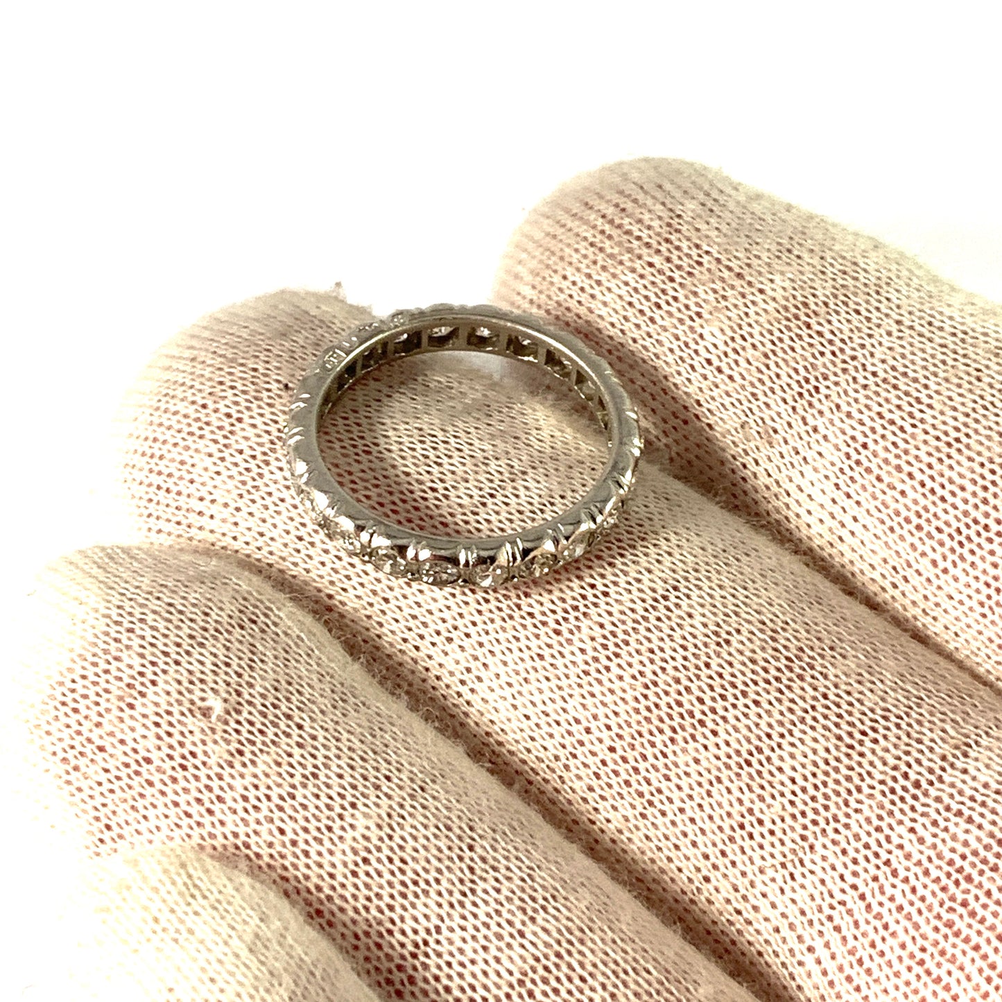 J Petersson, Stockholm 1936. Art Deco Platinum 1.1ctw Diamond Eternity Ring.