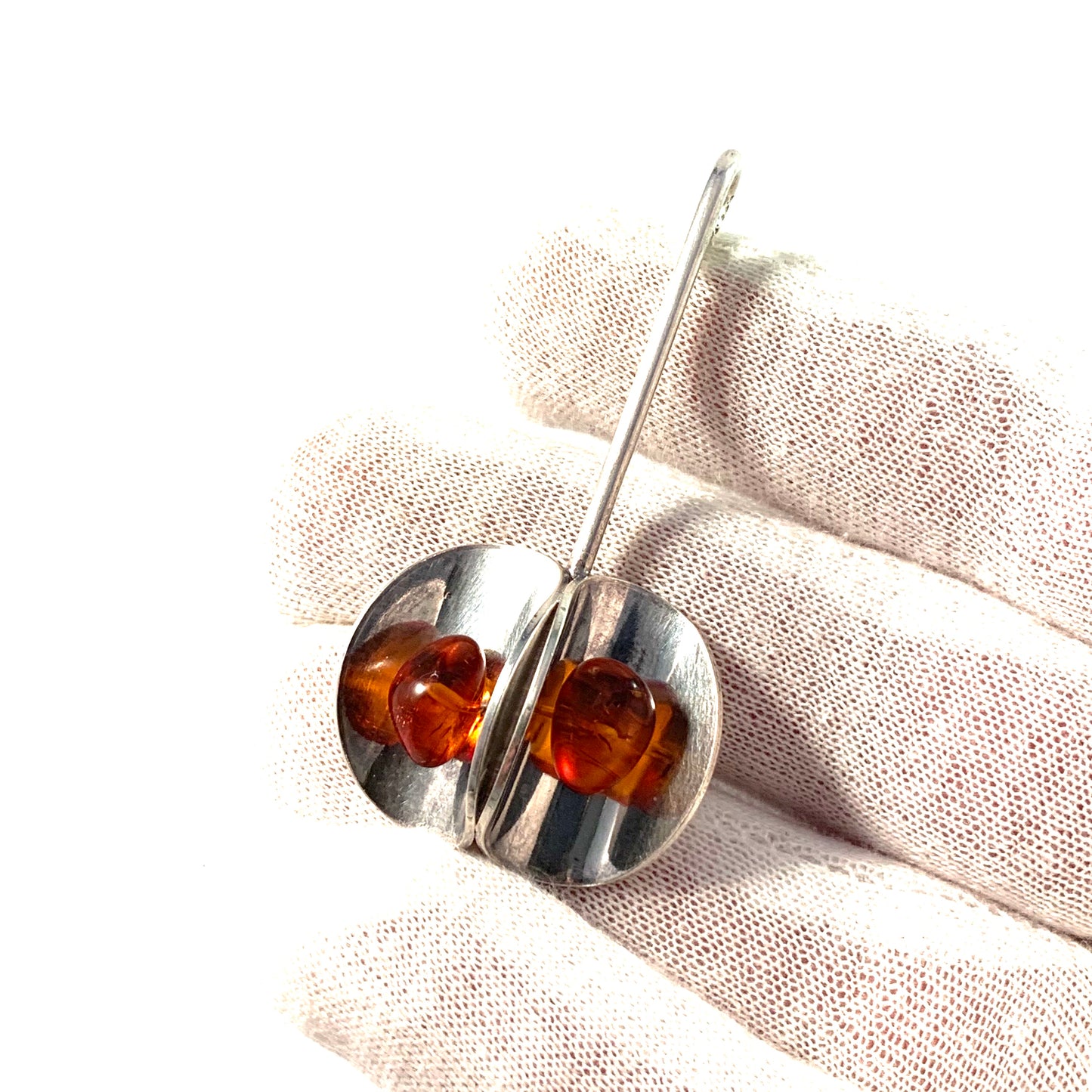 Erik Styrbech, Denmark 1960s 830 Silver Amber Pendant