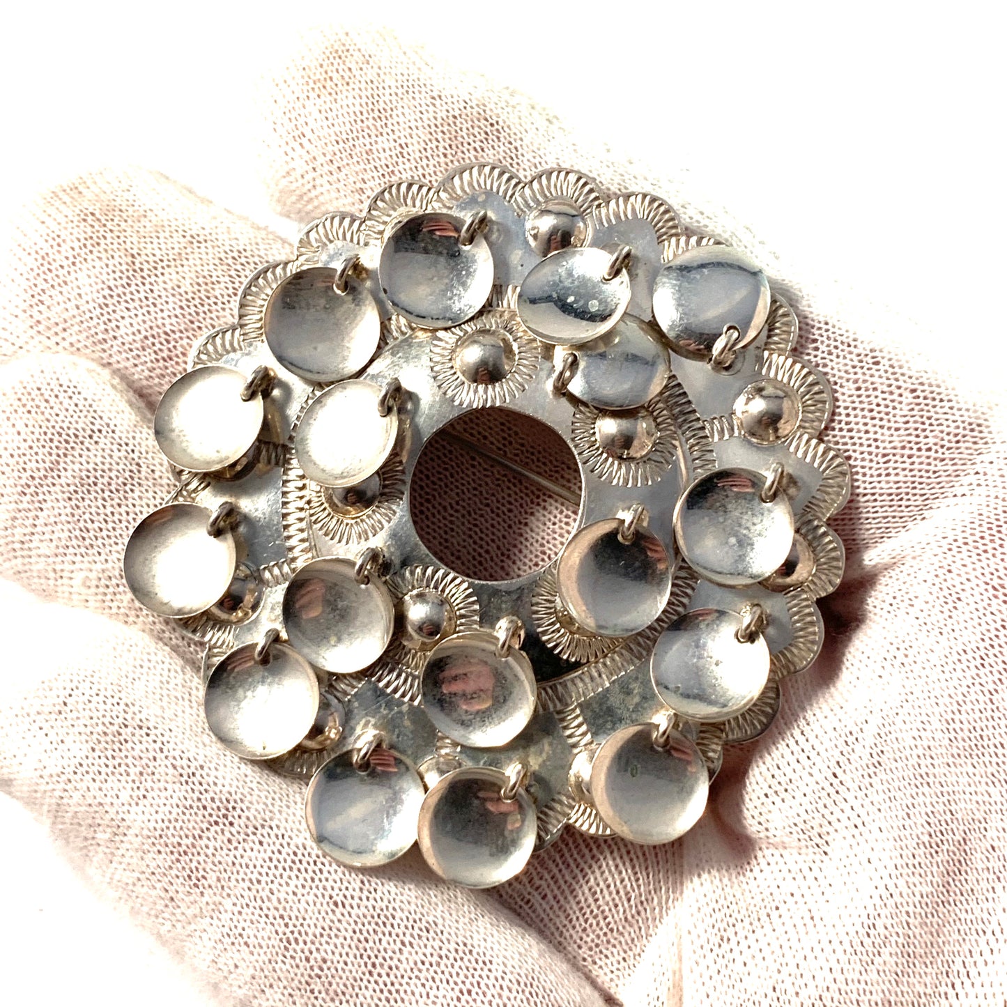 RKR, Finland year 1979, Large Handmade 830 Silver Traditional Kinetic Brooch