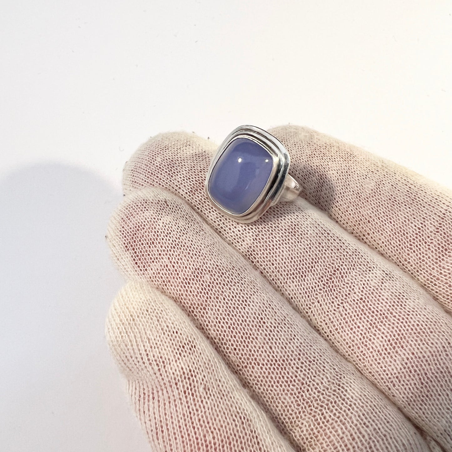 Germany / Austria 1950s. Vintage 835 Silver Chalcedony Ring.