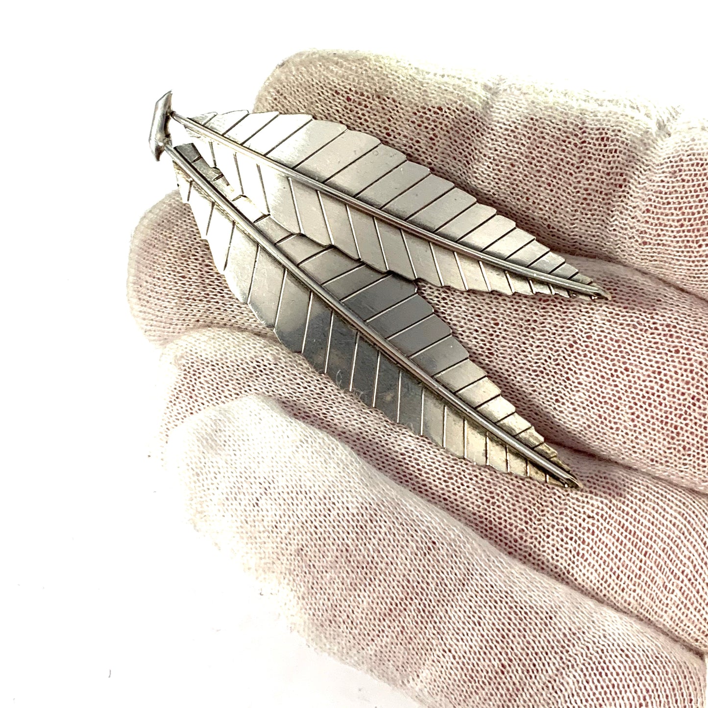 Kaplan, Stockholm 1955. Mid Century Large Sterling Silver Brooch.