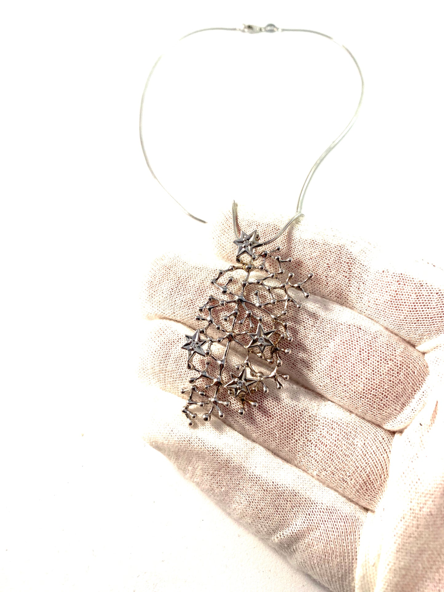 Tapio Wirkkala for Kultakeskus Finland Sterling Pendant Necklace. "Starry Sky"