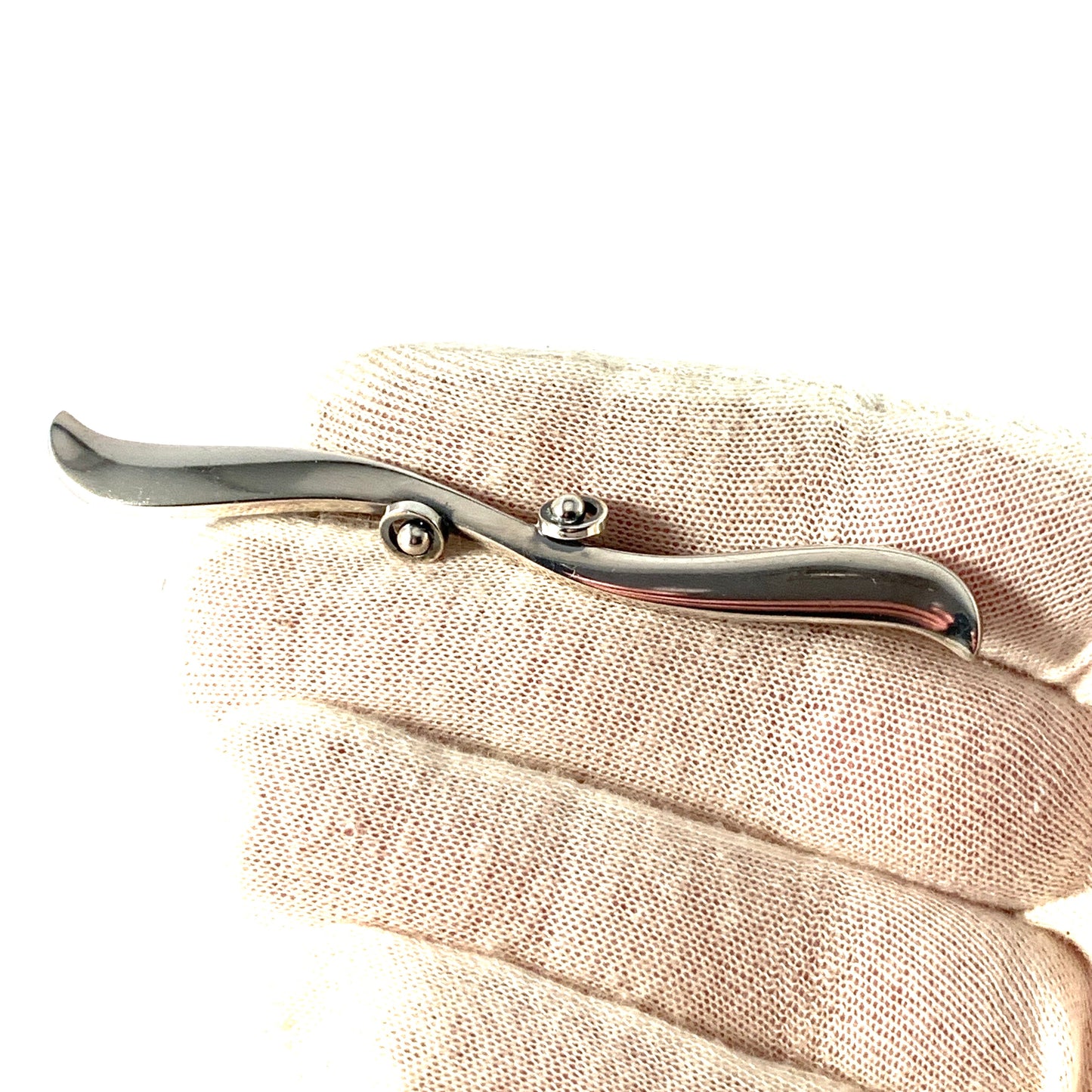 Hans Hansen, Denmark 1930s Art Deco Signed Sterling Silver Pin Brooch. Design 107