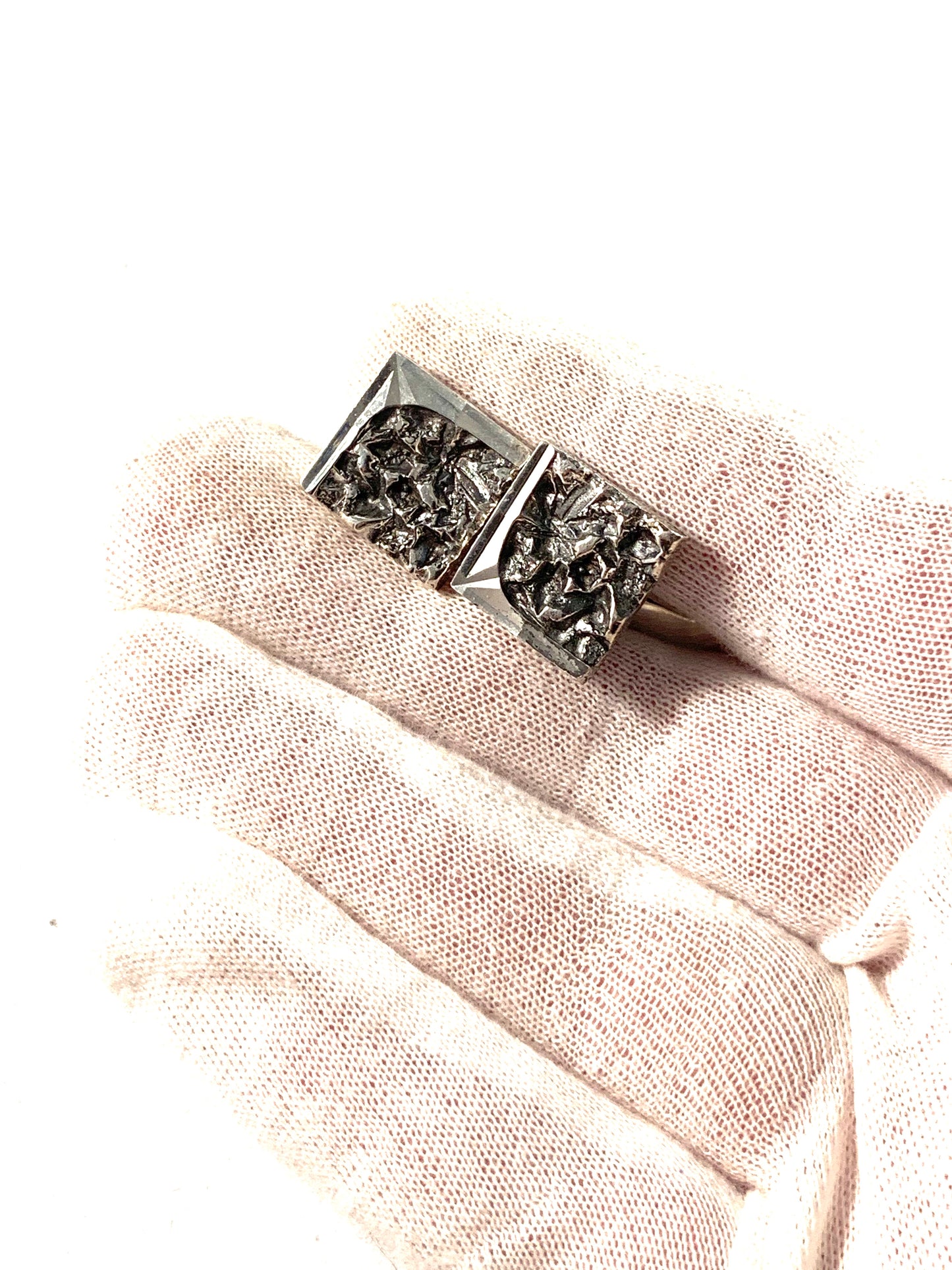 Martti Viikinniemi, Finland 1970 Modernist Silver Cufflinks.