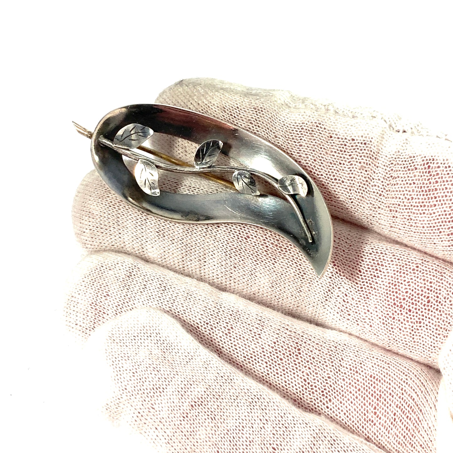 W E Flodin, Sweden 1959. Mid Century Sterling Silver Brooch.