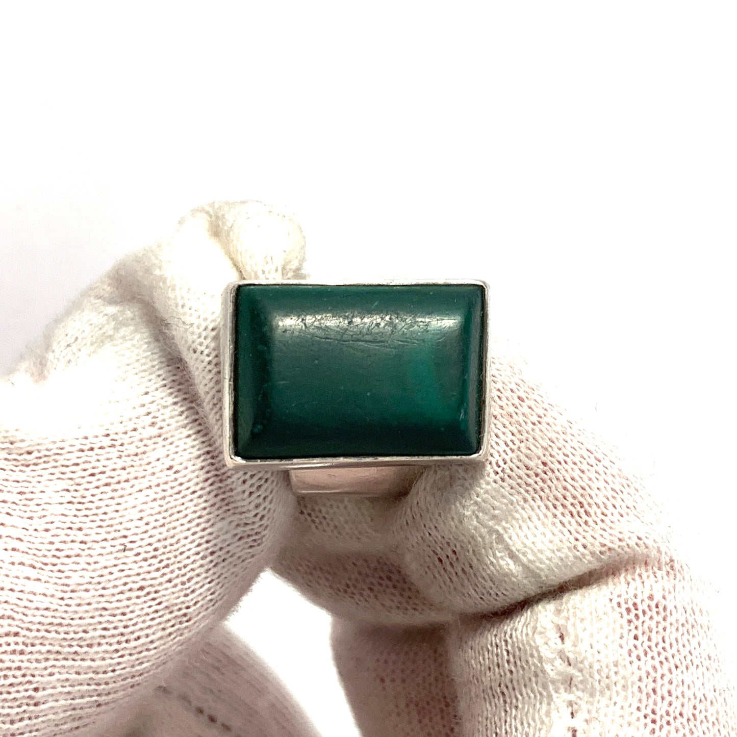 Kjellin, Sweden 1971 Vintage Sterling Silver Malachite Ring.
