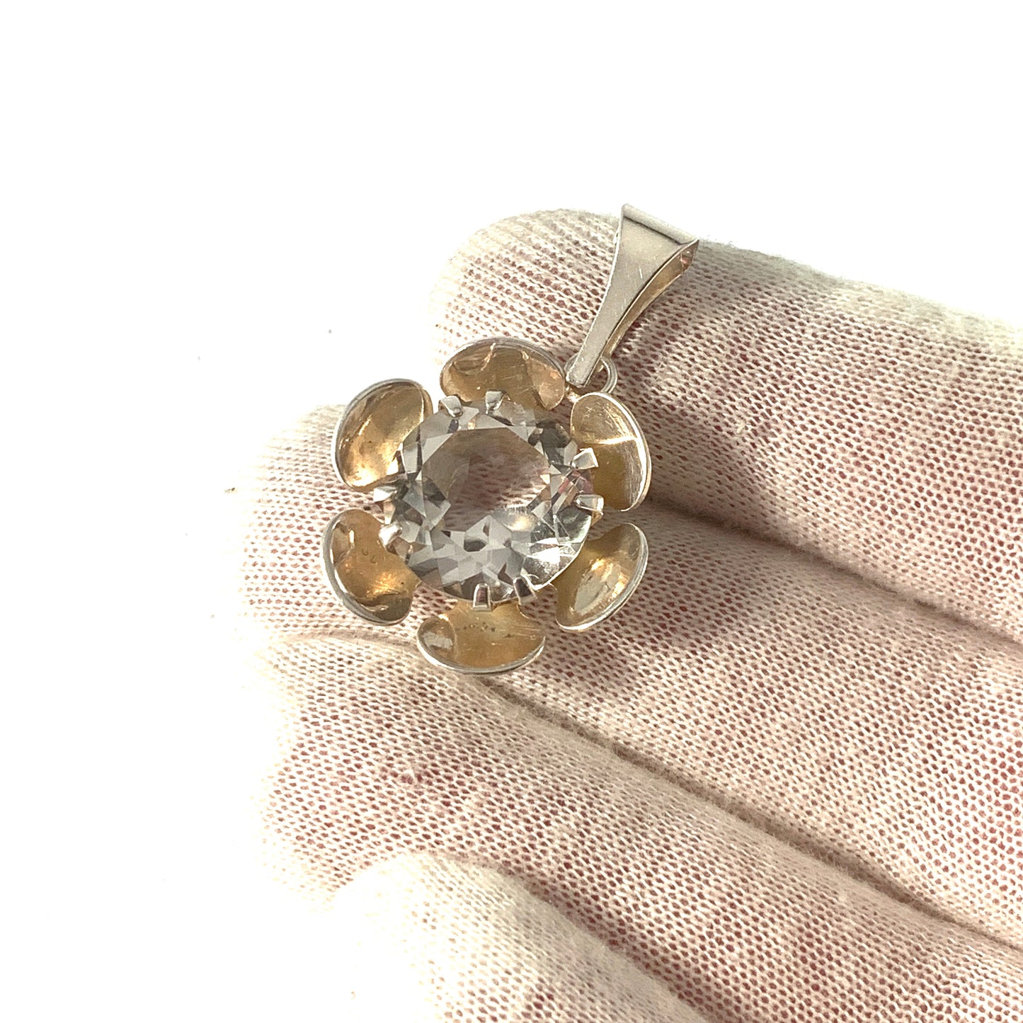 Salovaara, Finland 1970s. Sterling Silver Rock Crystal Pendant.