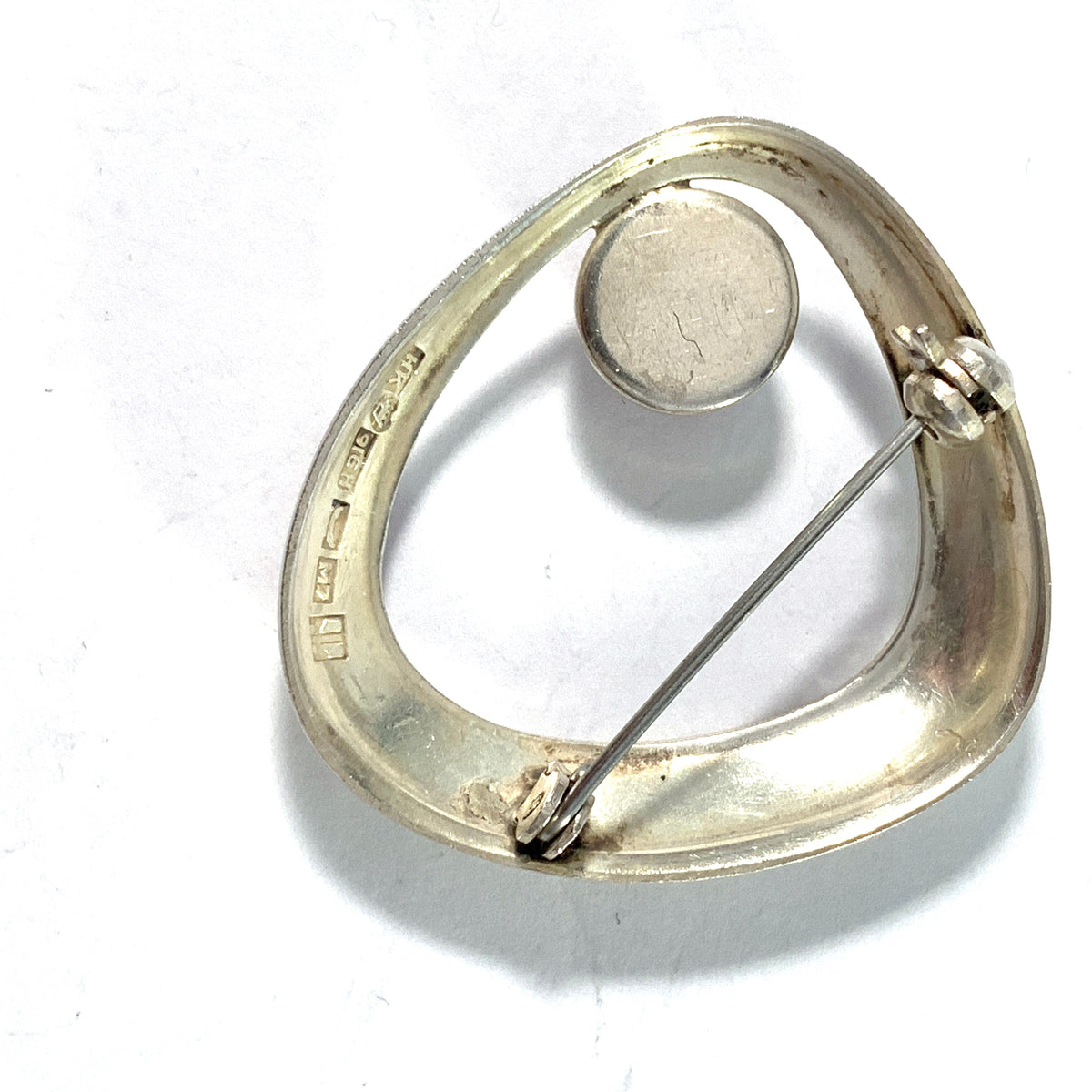 Heikki Kaksonen for Kaunis Koru, Finland 1965 Sterling Silver Rose Quartz Brooch