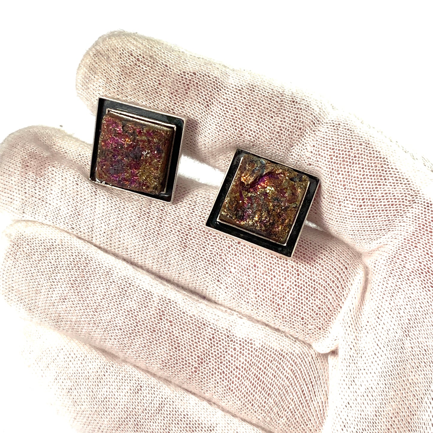 Einari Ailio, Jyväskylä Finland 1975. Sterling Silver Ore Cufflinks.