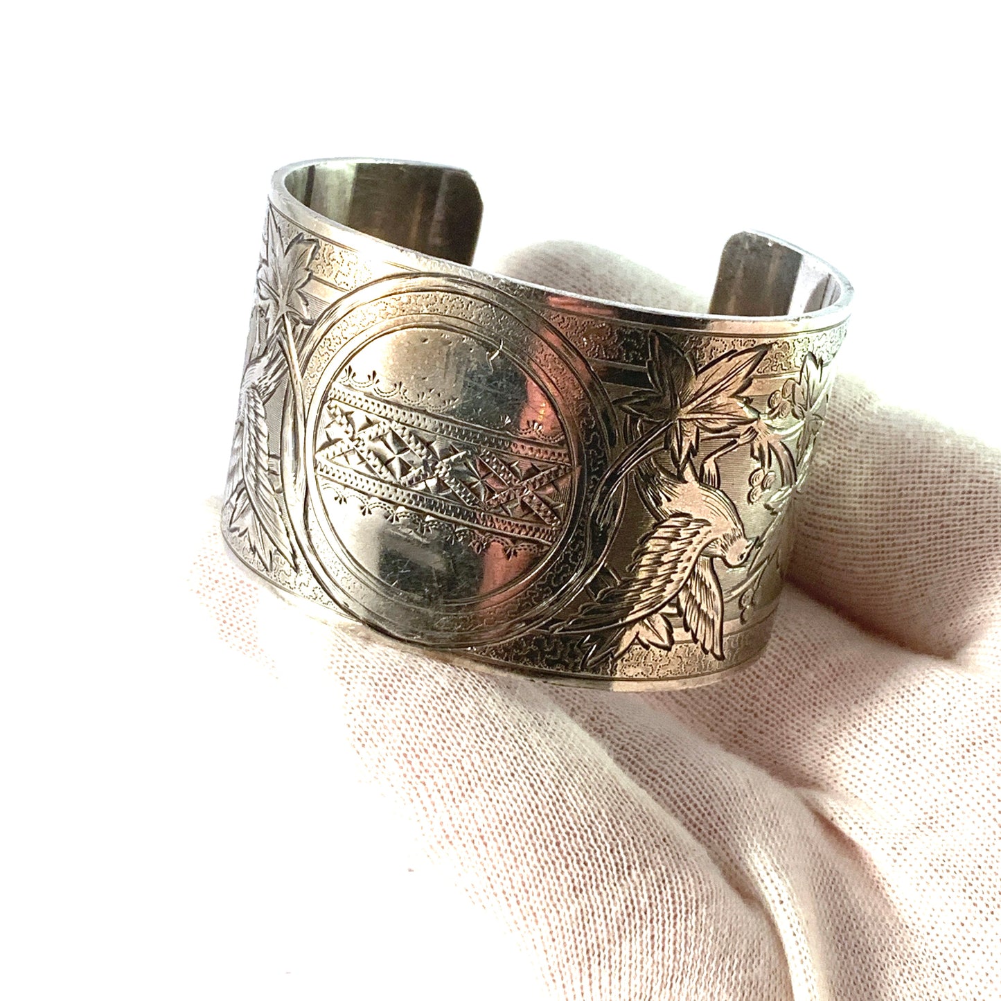Arts and Crafts Era Massive 2.88oz Solid Silver Cuff Bracelet.
