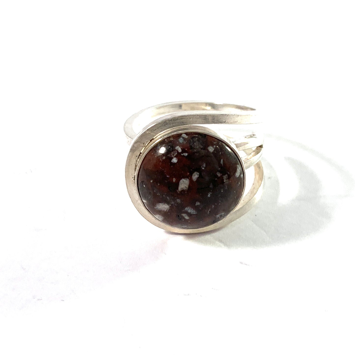 Stenlya, Stockholm. Vintage Modernist Sterling Silver Porphyry Ring.