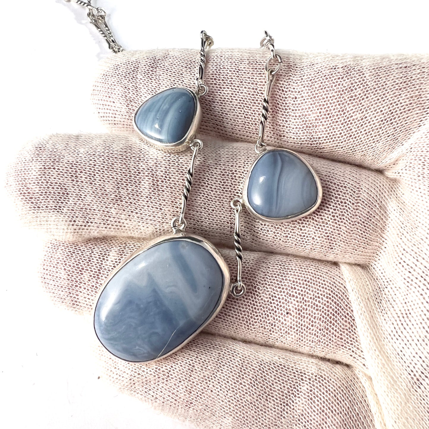 Sweden 1960-70s. Vintage Sterling Silver Bergslagen-stone Necklace.