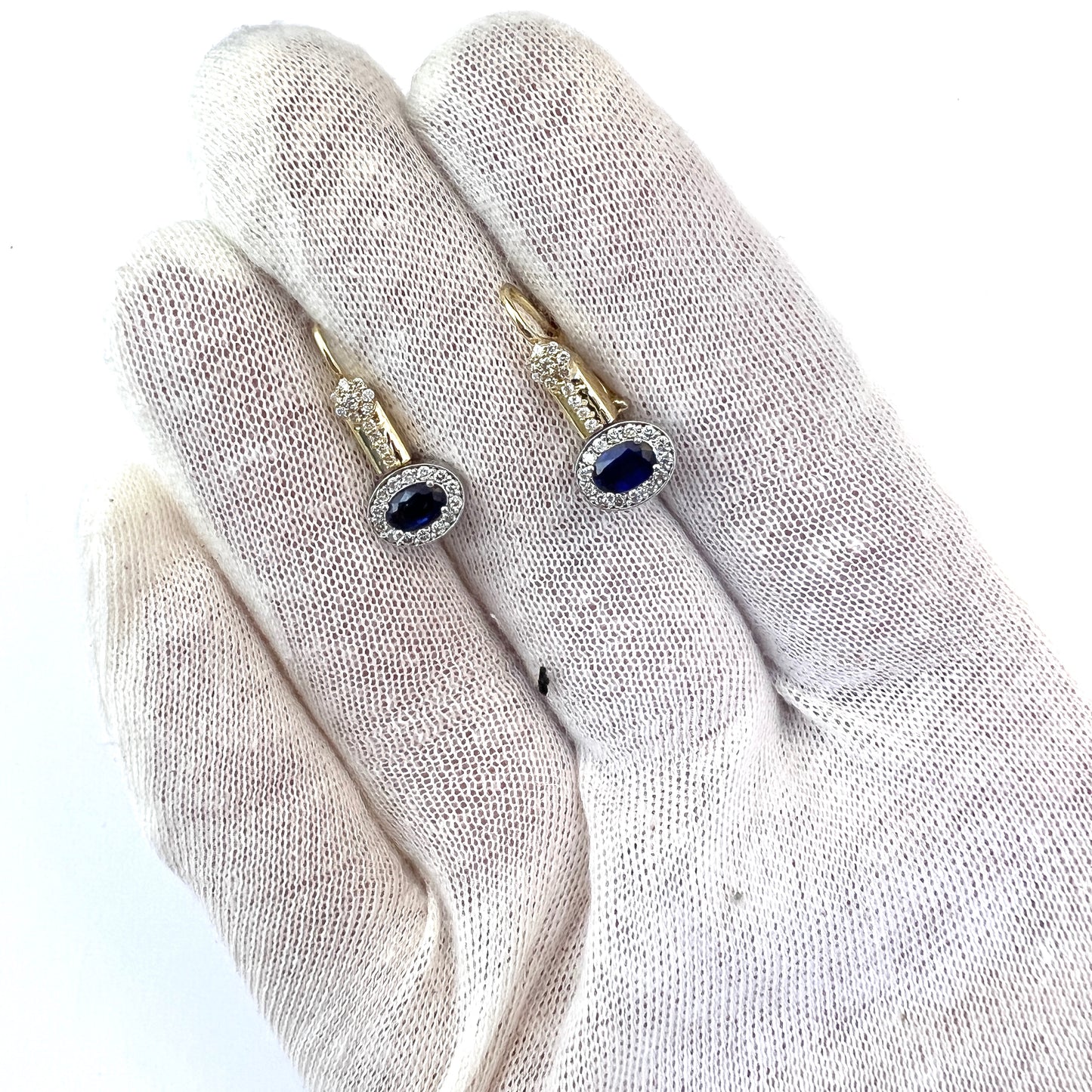 Vintage 14k Gold Diamond Reversible Blue and Red Sapphire/Ruby Earrings.