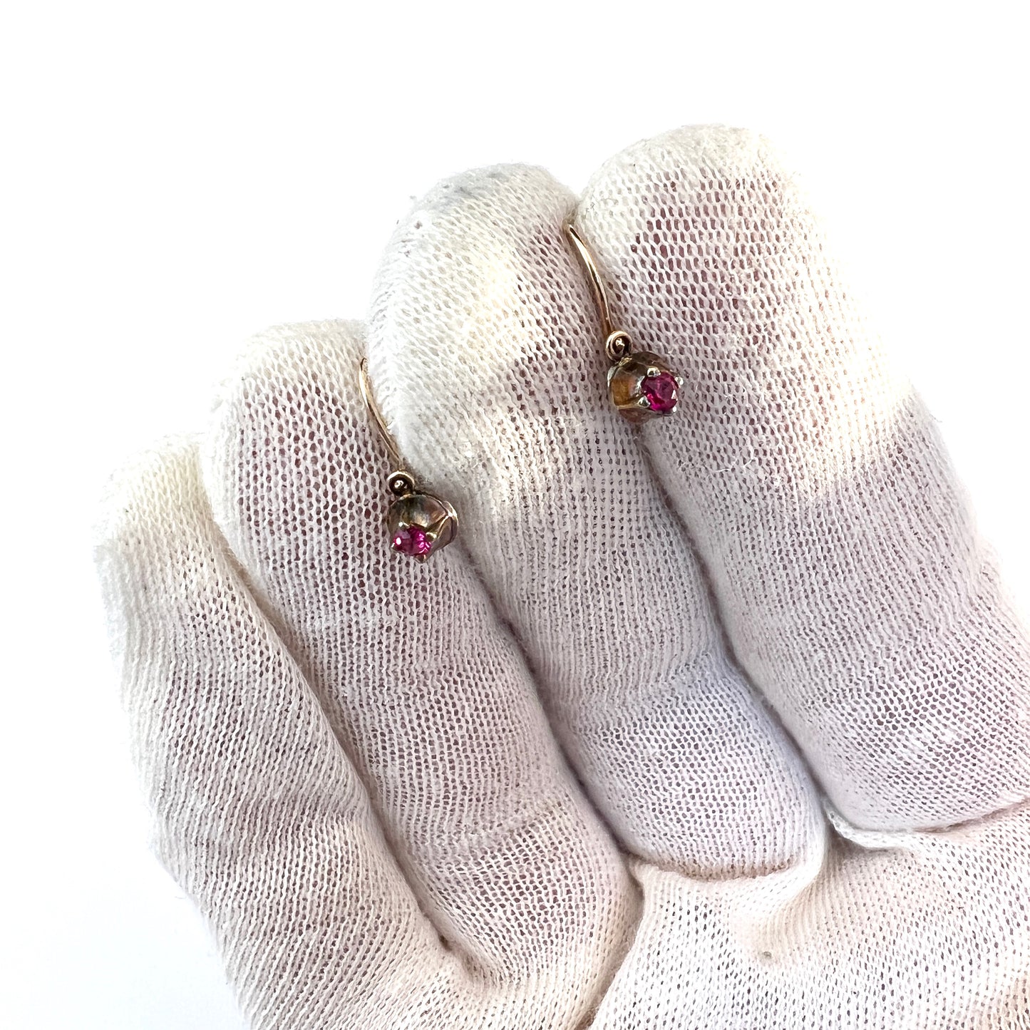 Early 1900s. 14k Gold Sapphire Earrings,