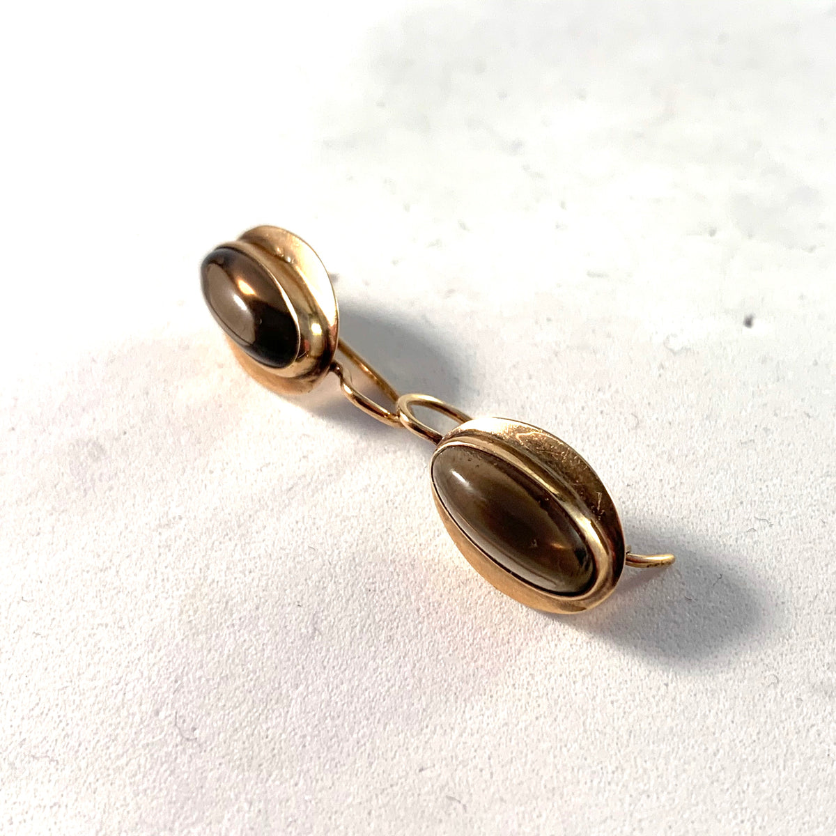 N Westerback, Finland 1964. 14k gold Smoky Quartz Earrings.