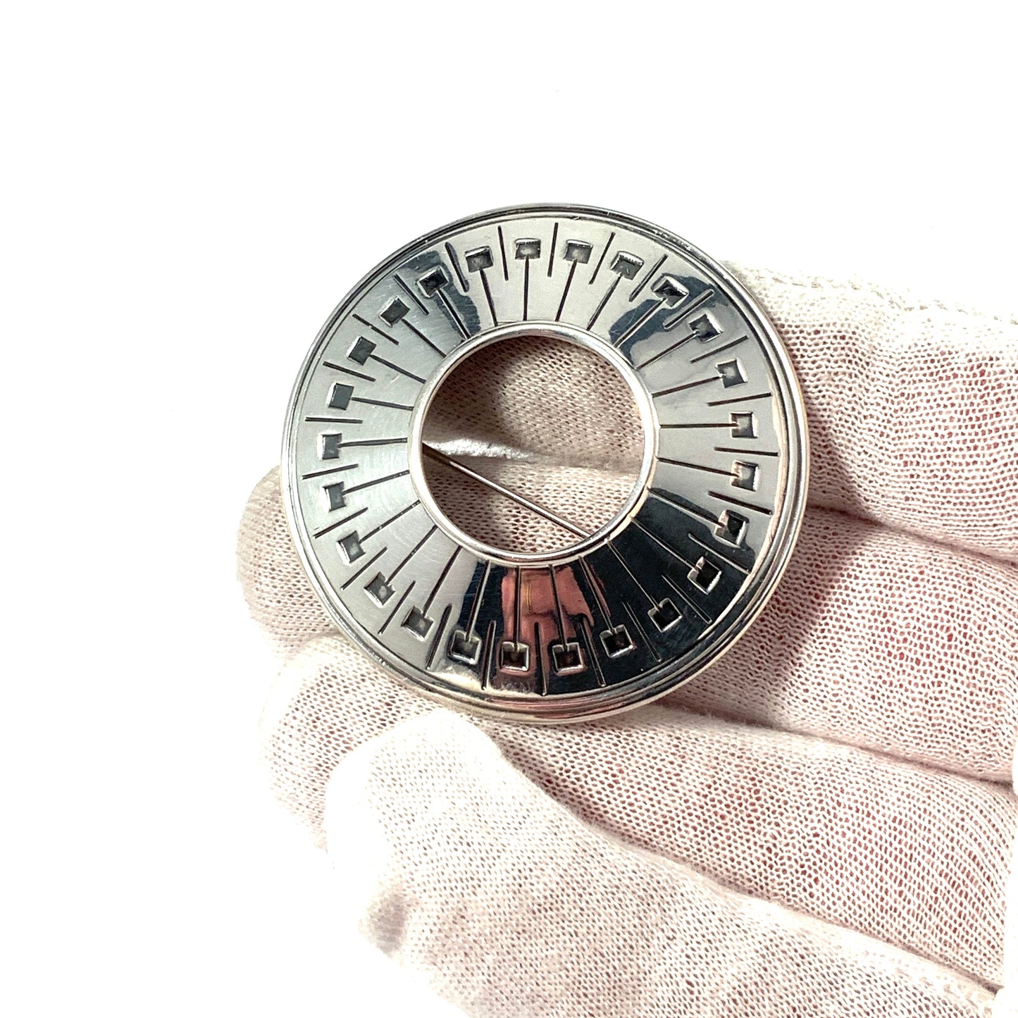 Erik Granit, Finland 1960s. Vintage Solid Silver Brooch.