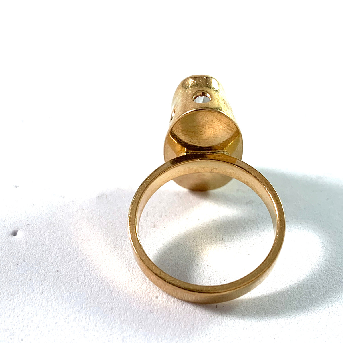 R Eriksson, Sweden 1975 Modernist 18k Gold Rock Crystal Ring.