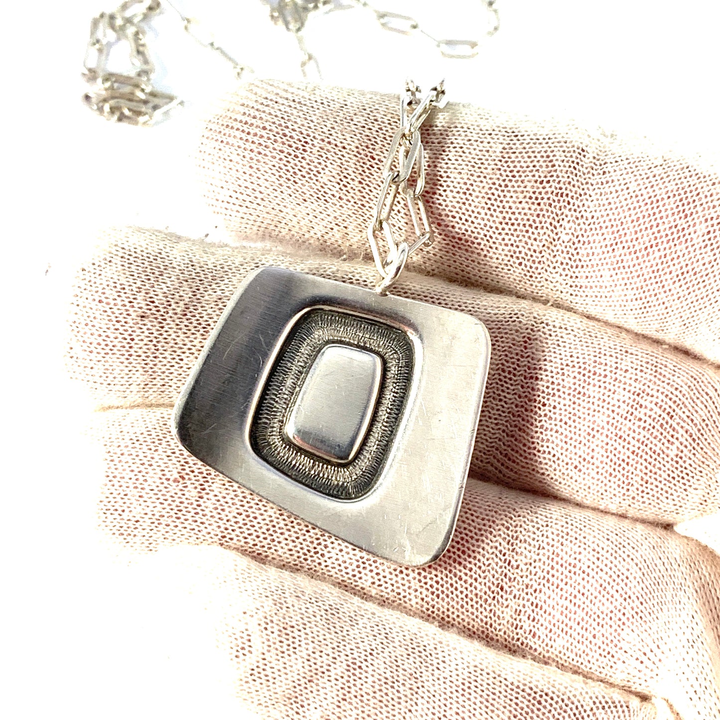 R Tennsmed, for Atelje Stigbert, Sweden year 1960, Vintage Sterling Silver Pendant Necklace.