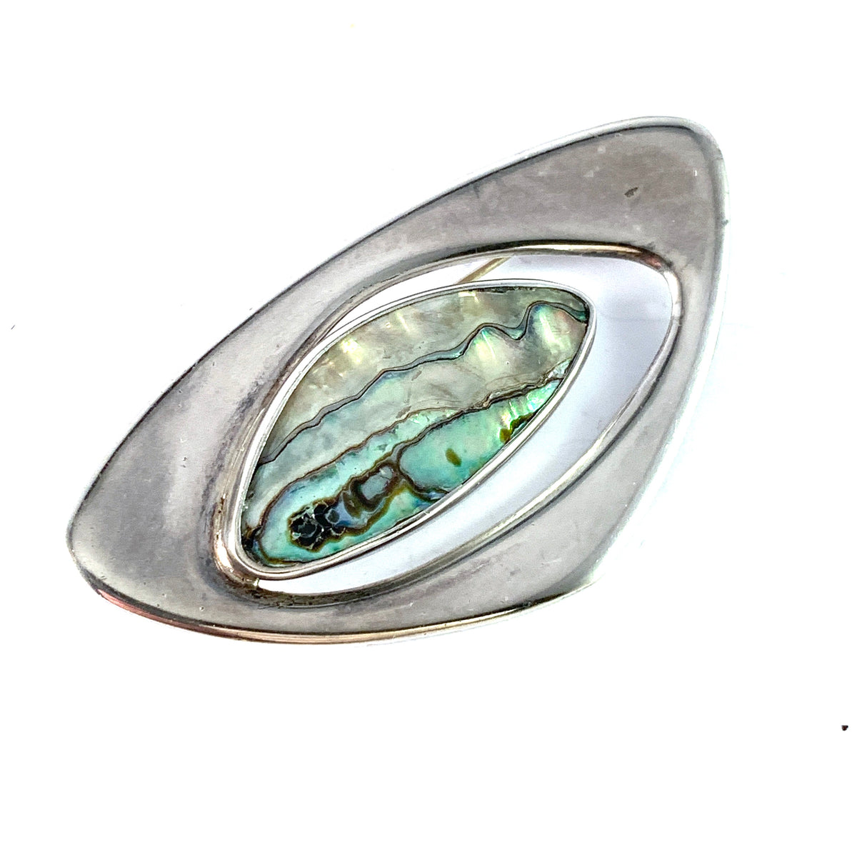 Arne Johansen, Denmark 1950-60s Large Sterling Silver Abalone Brooch.