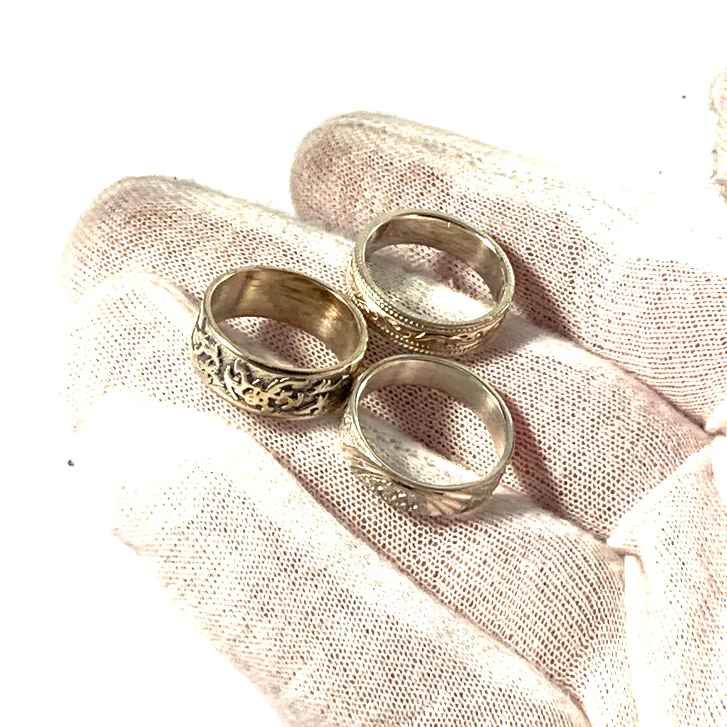 Finland, Vintage Sterling Silver Ring Stack.