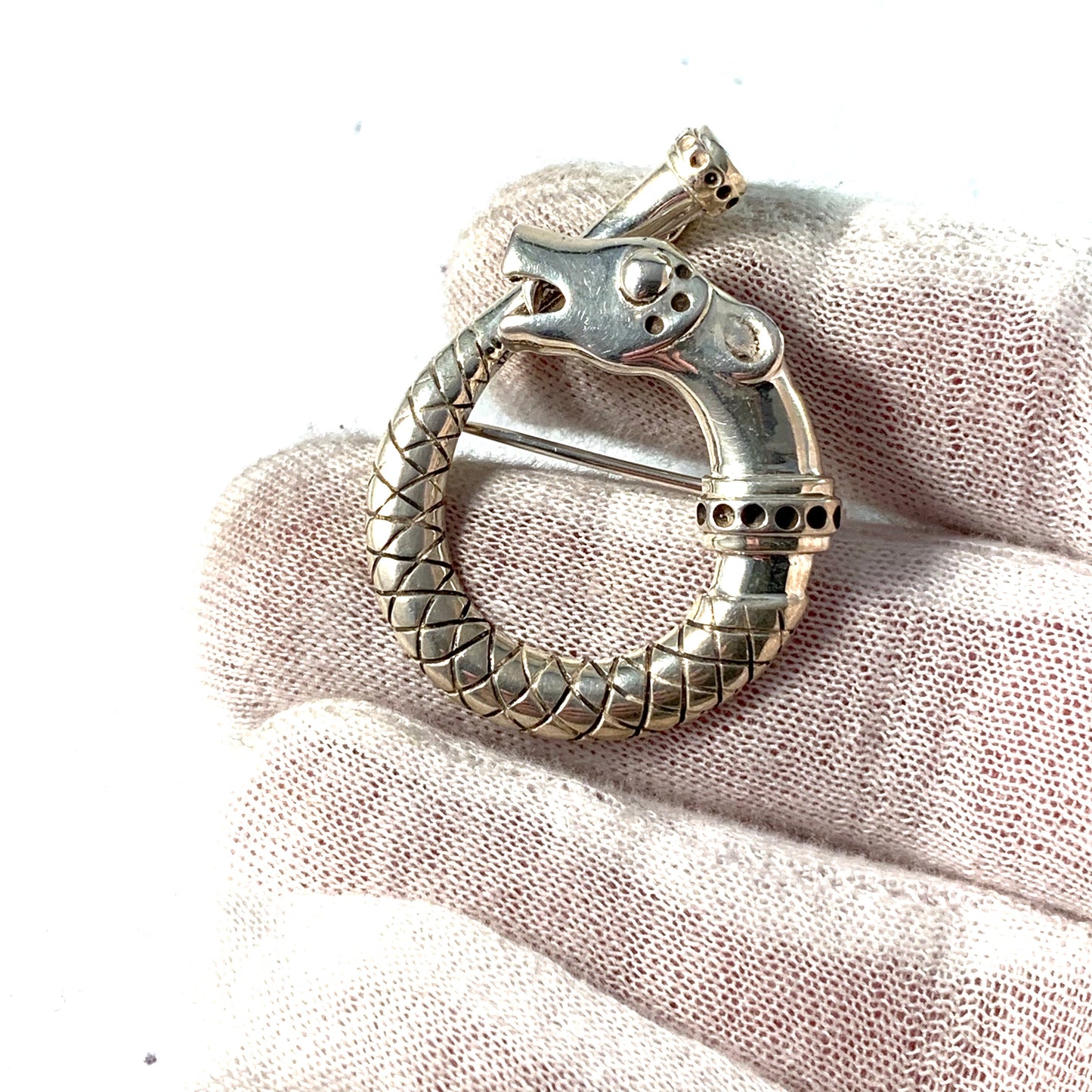 Hallberg, Sweden Vintage Viking Copy Sterling Brooch Pendant.