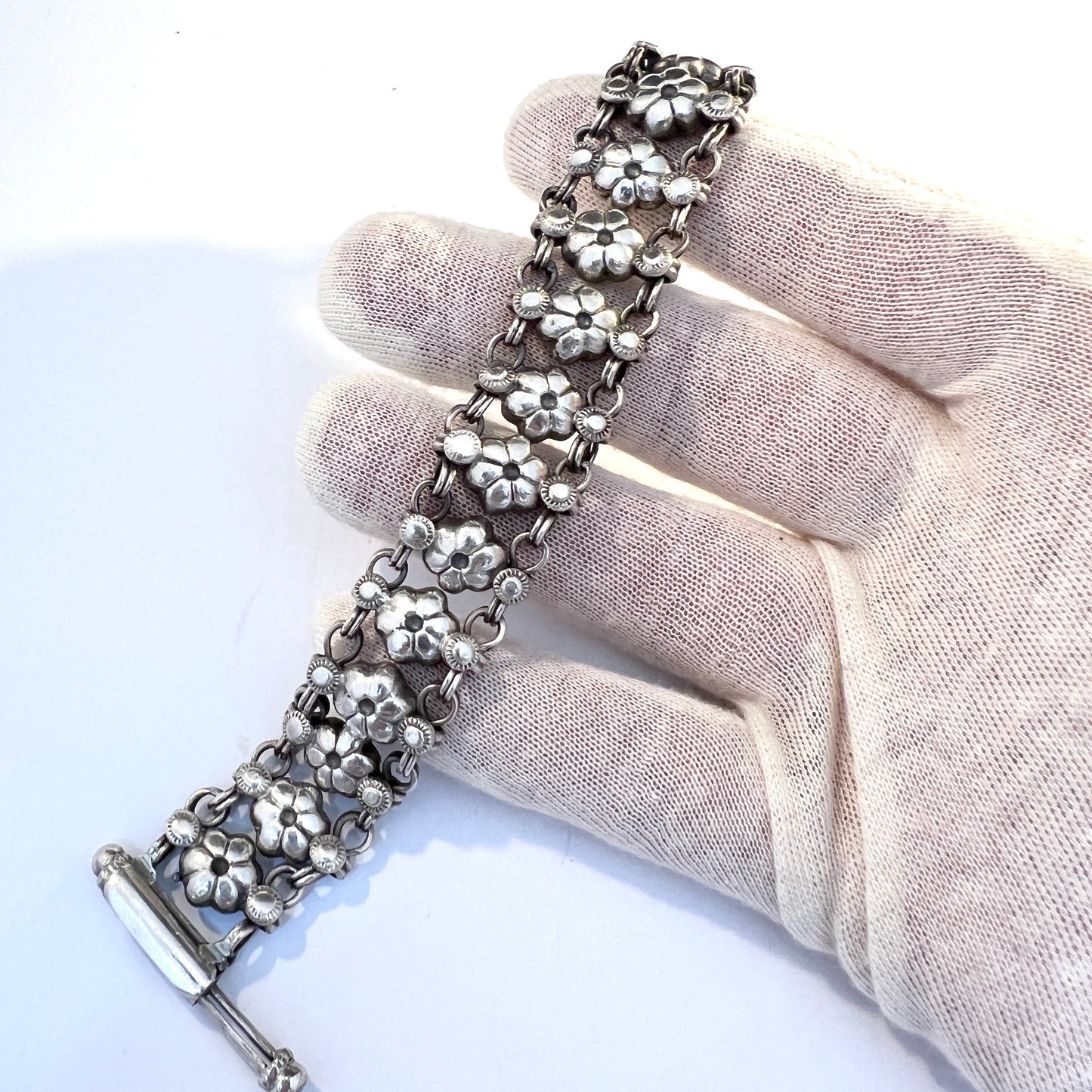 Vintage 1950s Chunky 800 Silver Bracelet. Probably Italy.
