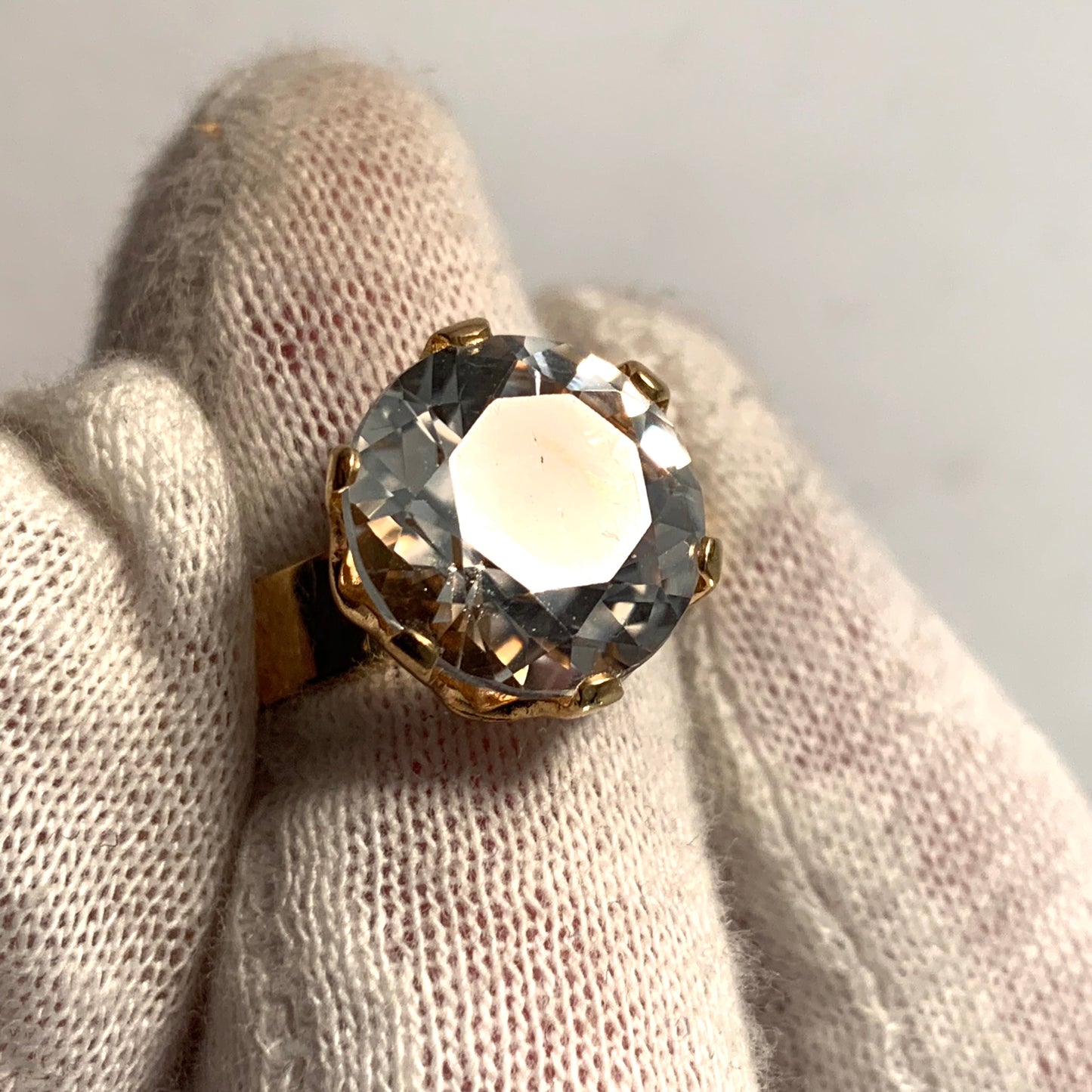 Alton, Sweden 1975 Modernist 18k Gold Rock Crystal Ring.