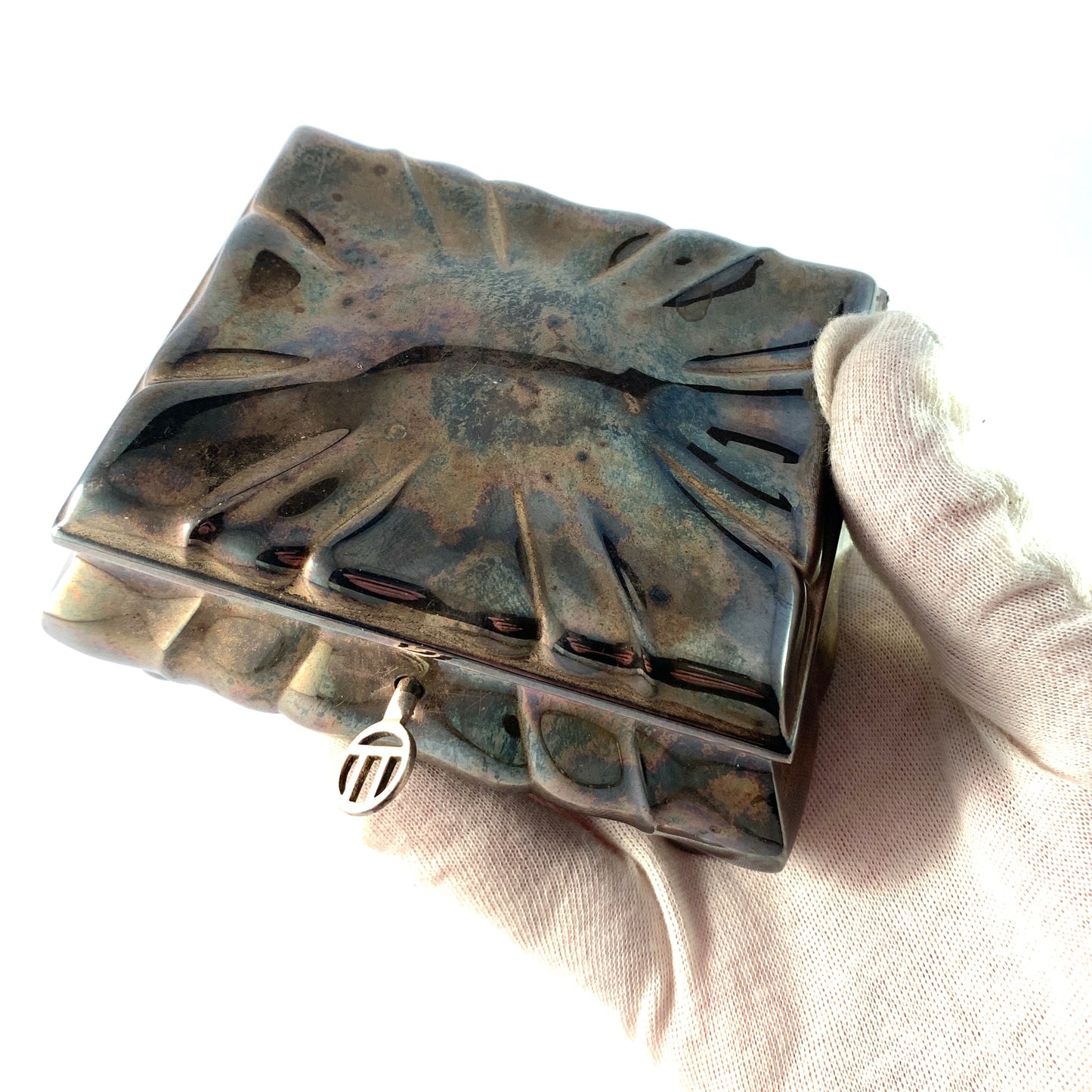 WMF Wurttembergische Metallwarenfabrik、ドイツ。アンティーク シルバー メッキ ジュエリー ボックス。