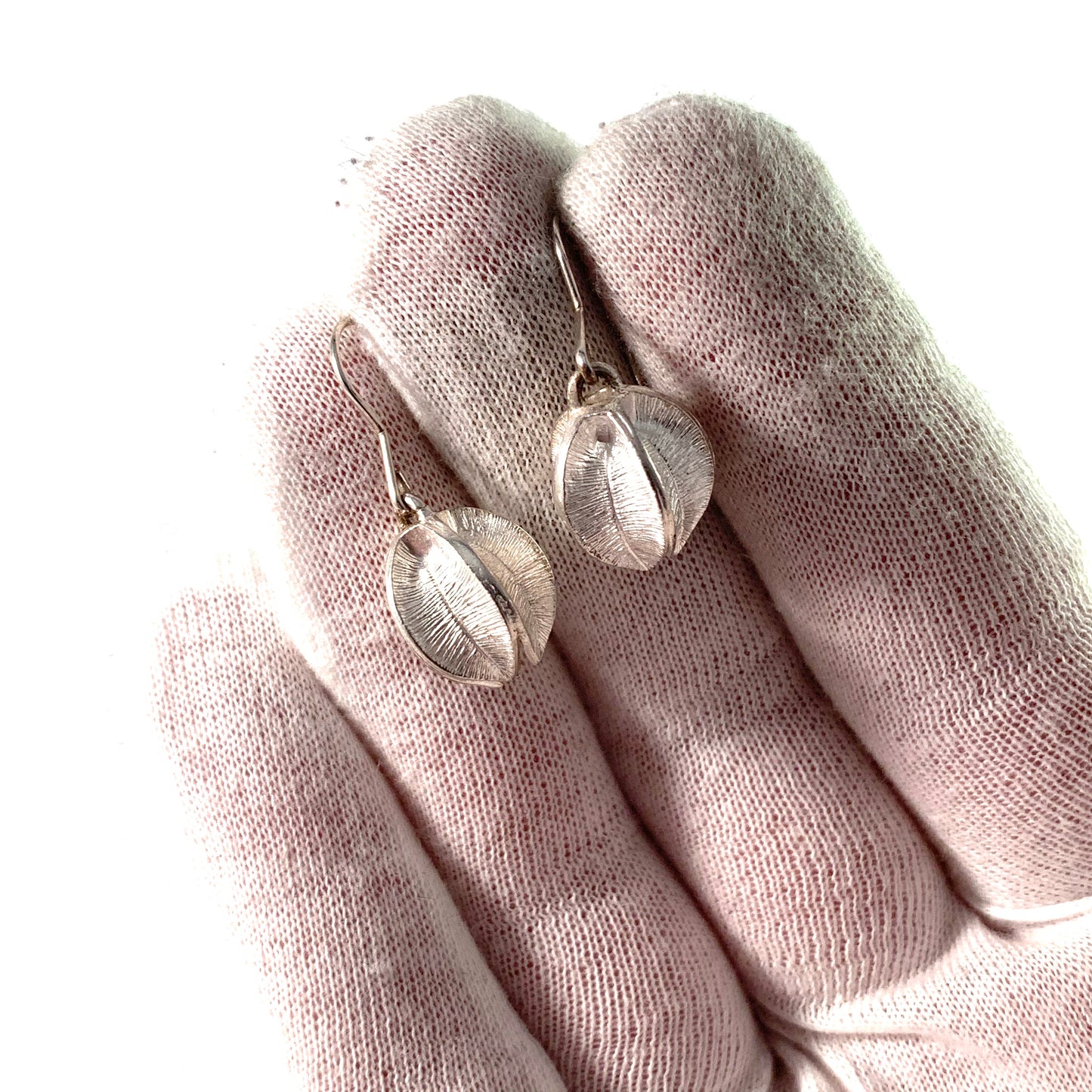 Kalevala Koru, Finland Vintage Sterling Snow Flower Earrings.