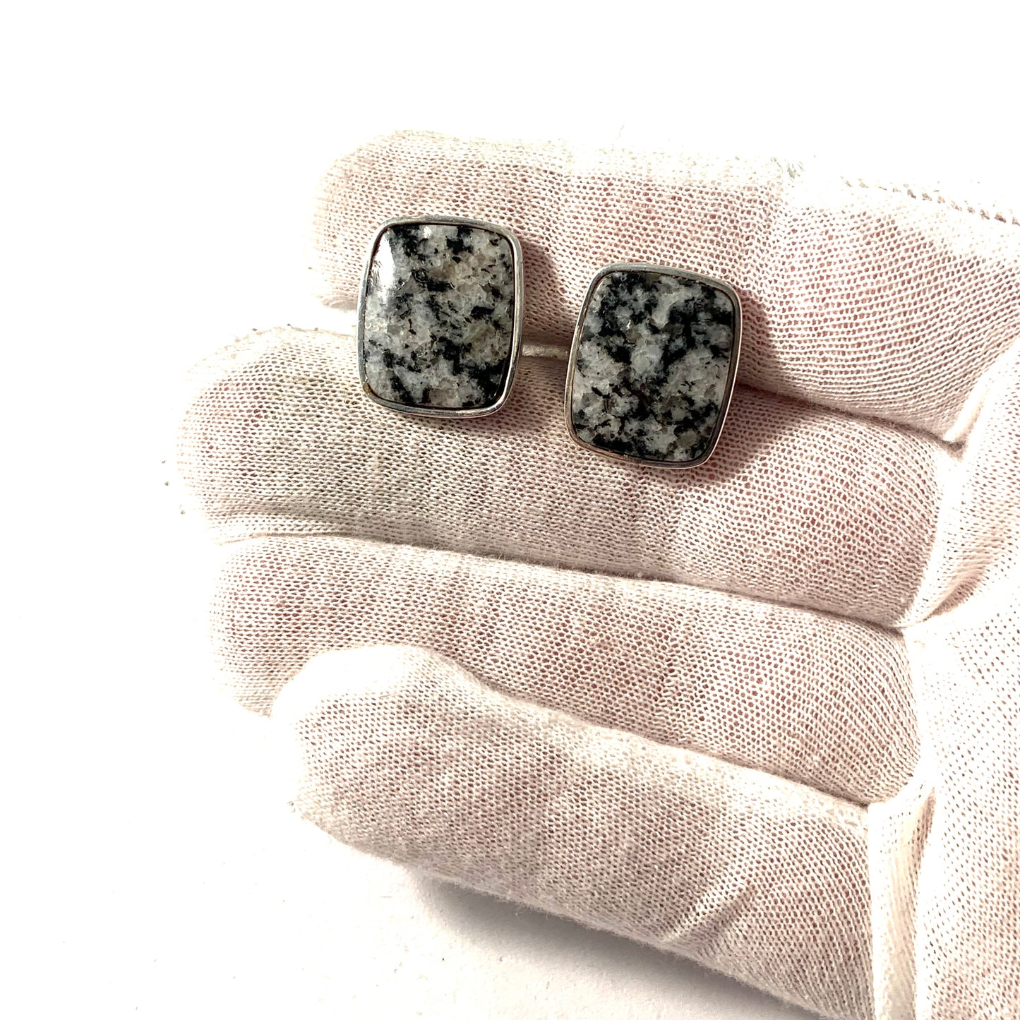 Einari Ailio, Finland 1980 Sterling Hard Stone Cufflinks