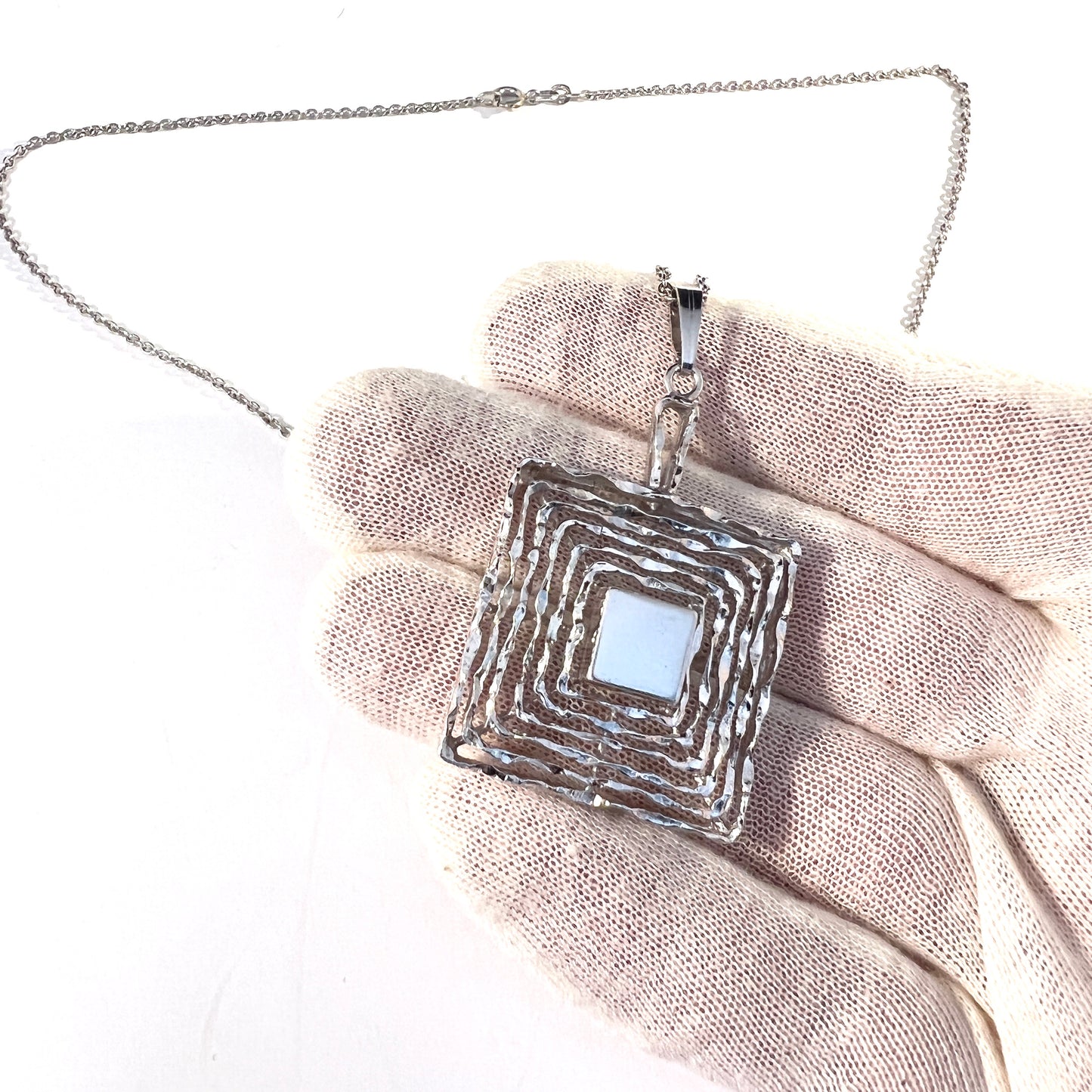 Kollmar & Jourdan, Germany 1960-70s, Vintage Sterling Silver Pendant Long Chain Necklace.