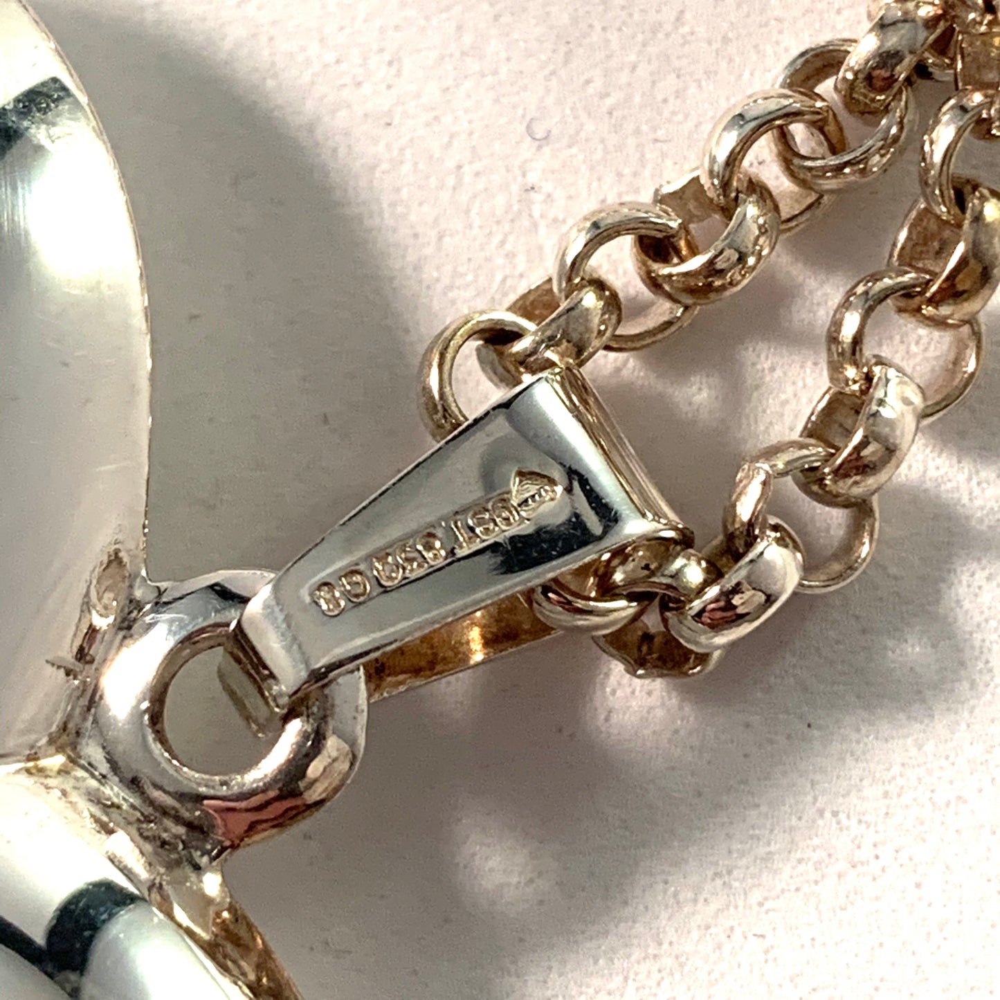 GST, Finland 1993 Vintage Large Silver Heart Pendant Necklace.