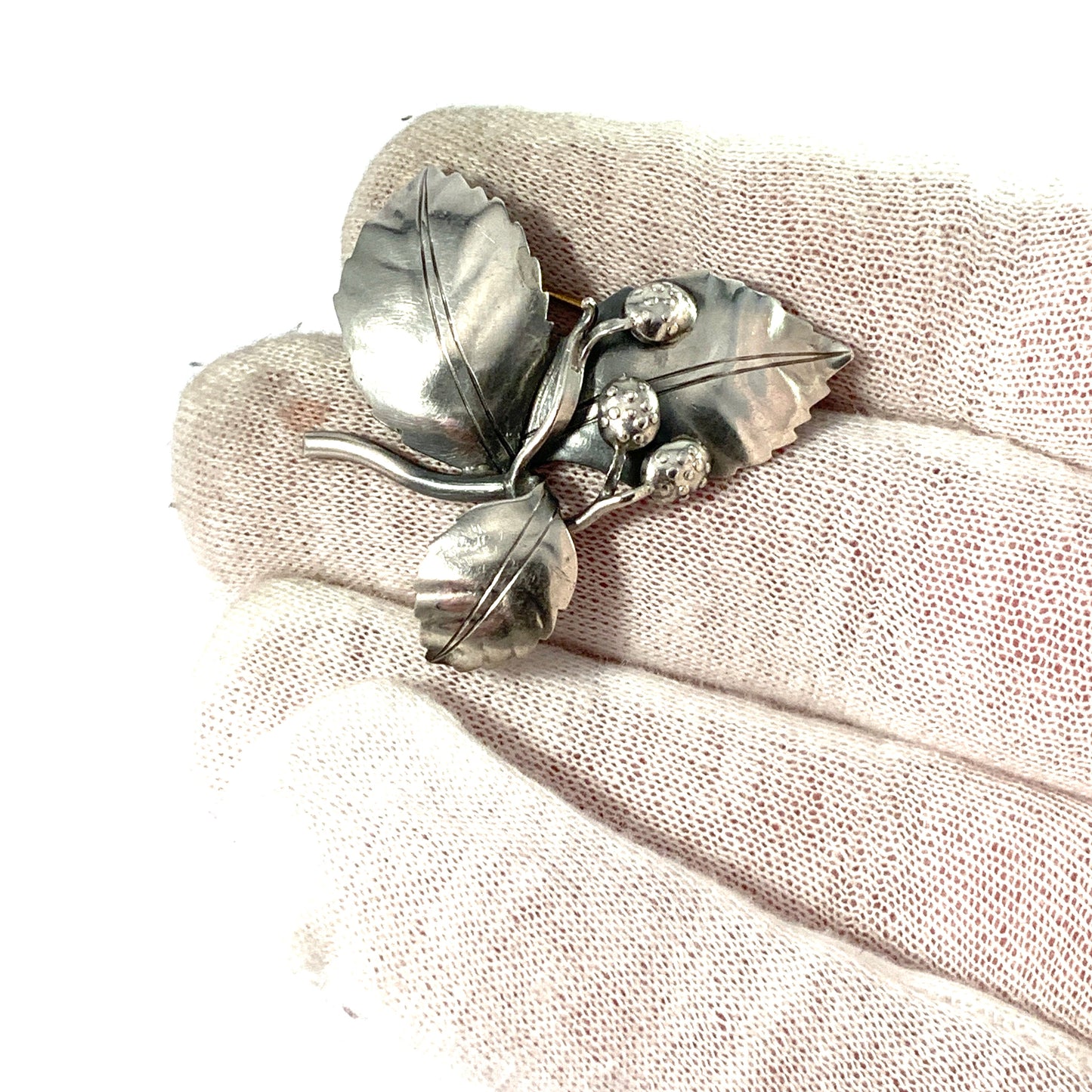 Gertrud Engel for A Michelsen Sweden year 1950. Mid Century Sterling Silver Brooch. Signed.