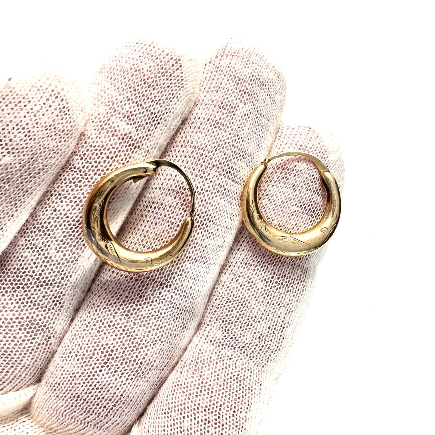 CF Lilja, Sweden, 1873. Antique Victorian 18k Gold Earrings.