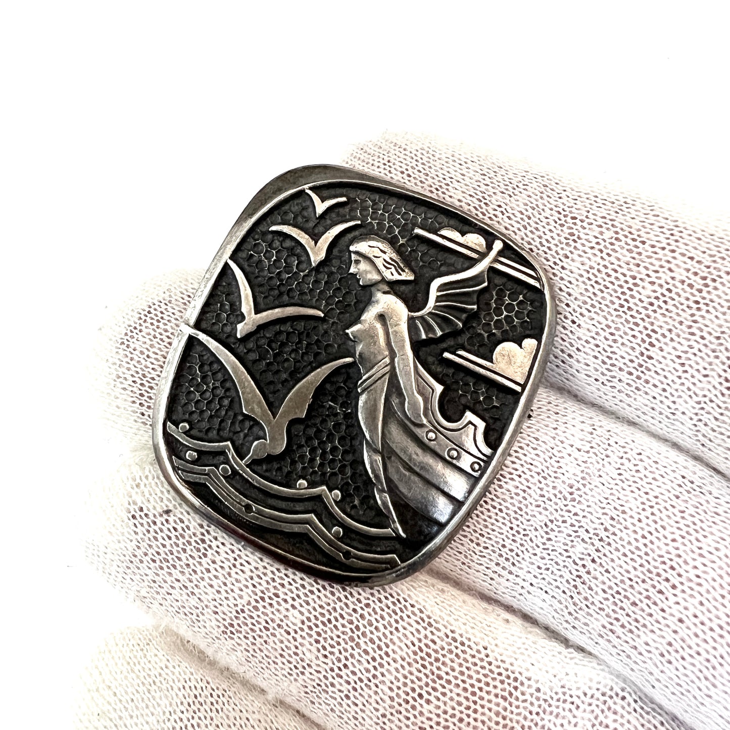 Soviet USSR c 1960-70s. Solid Silver Brooch.