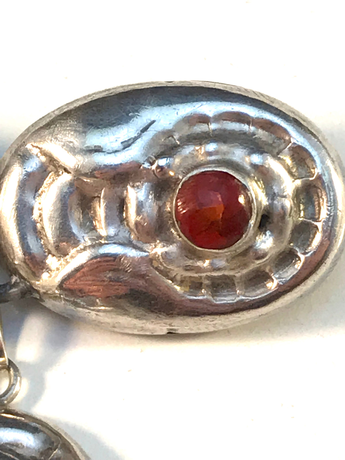 SL Jacobsen & Co Denmark c 1910 Antique Arts and Crafts 830 Silver Amber Skonvirke Brooch.