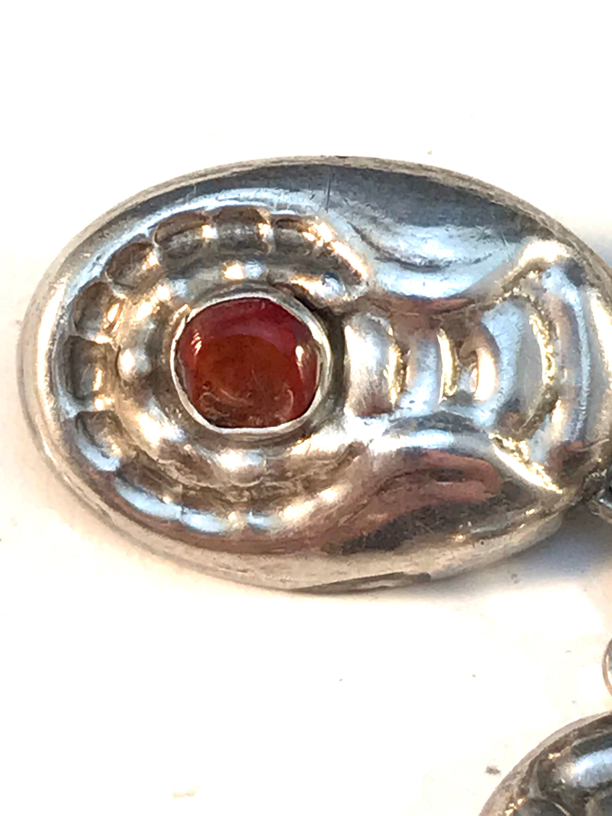 SL Jacobsen & Co Denmark c 1910 Antique Arts and Crafts 830 Silver Amber Skonvirke Brooch.